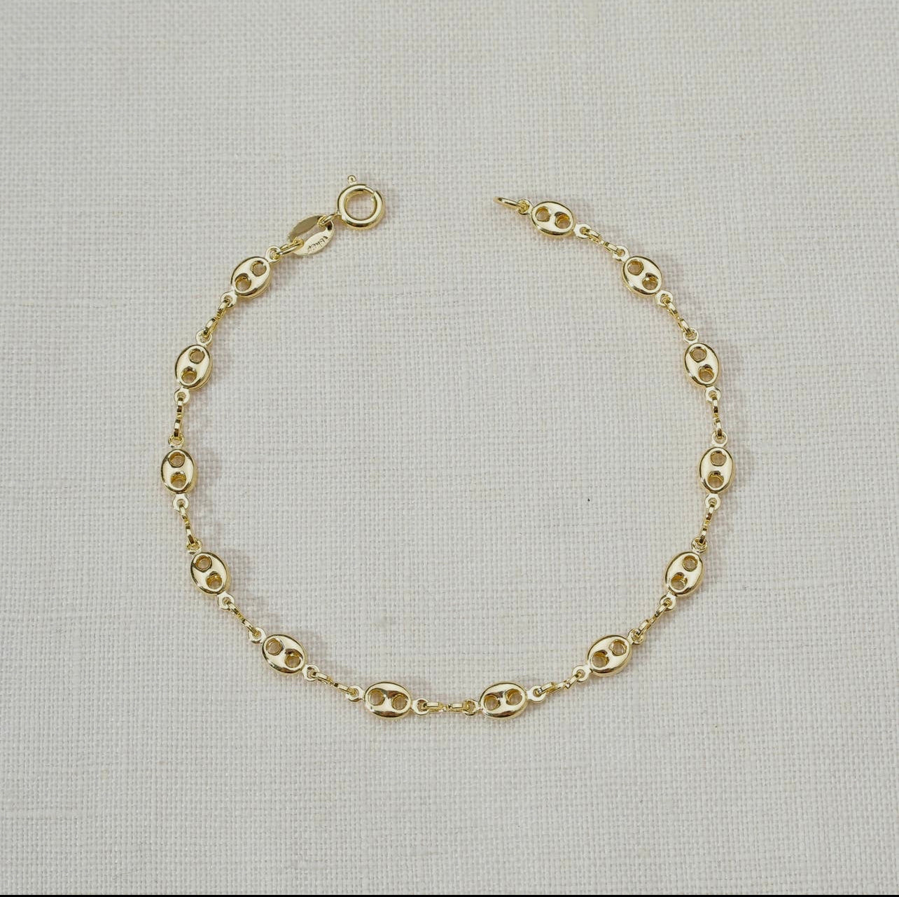 18k Gold Filled Fancy Puff Links Chain Bracelet