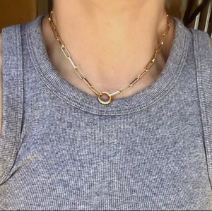 18k Gold Filled Paperclip Chain Necklace Featuring Carabine