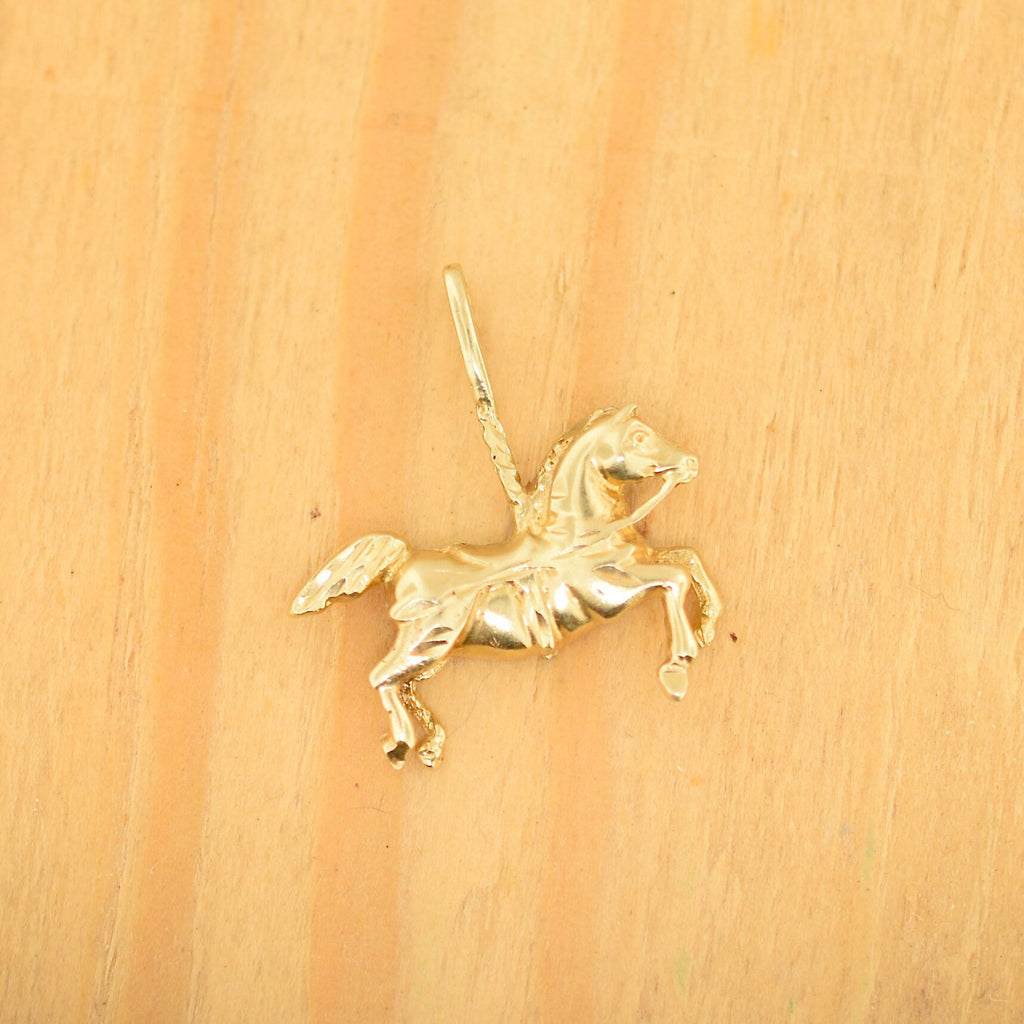 Vintage Gold Horse Charm 14k Jewelry Heavy Pendant Carousel