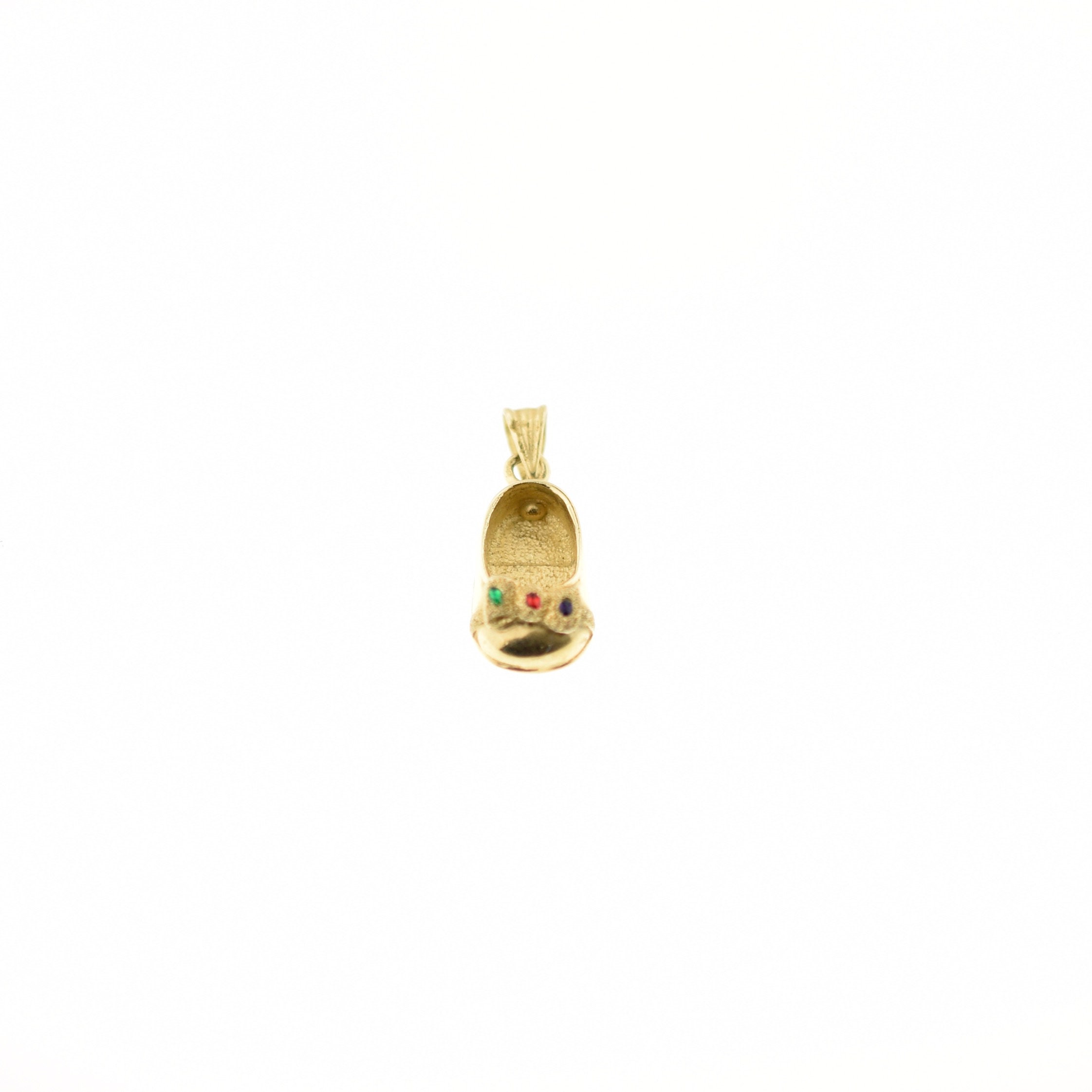 14k Yellow Gold Baby Shoe Birthstone Charm or Pendant