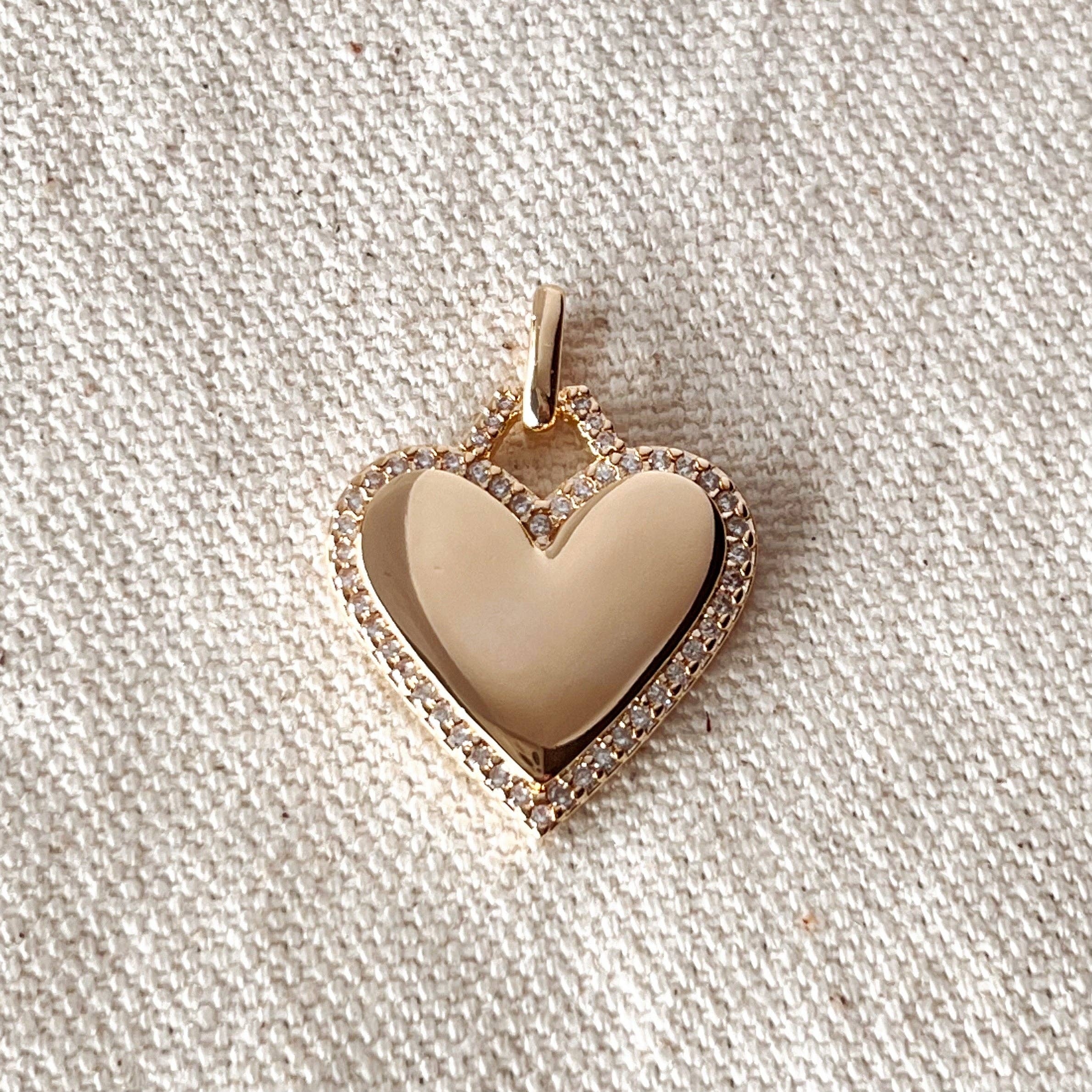 18k GoldFilled Heart Pendant With Cubic Zirconia Around - 1010949