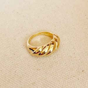 18k Gold Filled Dome Croissant Ring: 8