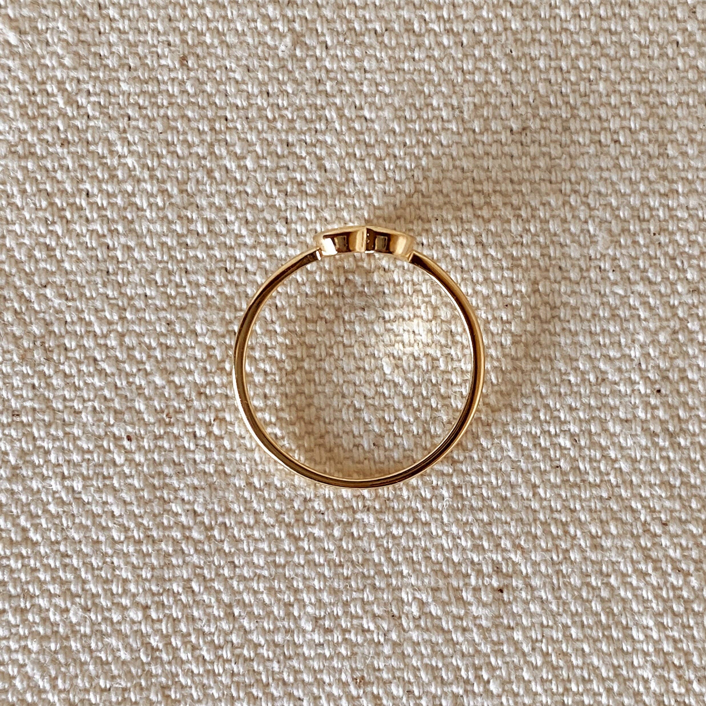 Dainty Cubic Zirconia Heart Ring: Size 7 in 18k Gold Filled