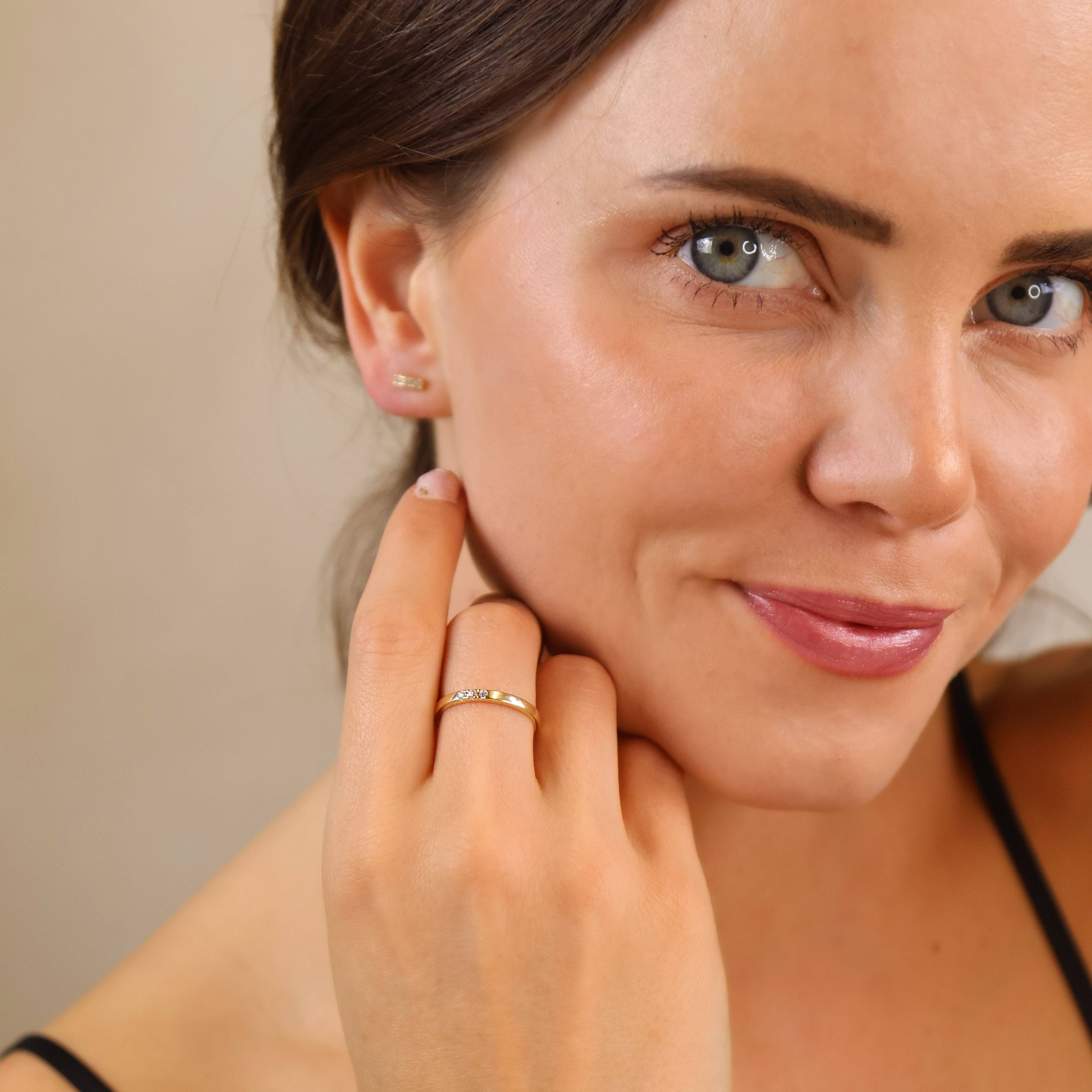 18k Gold Filled Delicate CZ Band Ring: 5