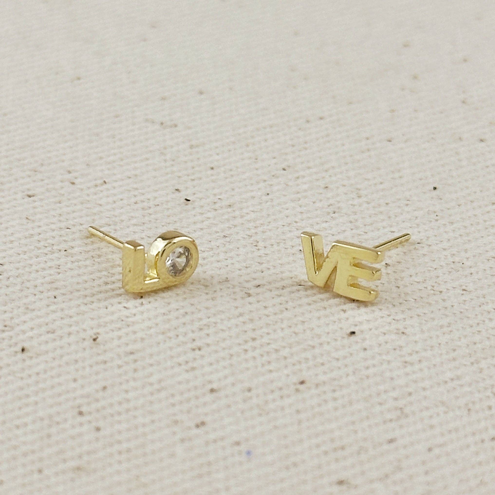 CZ LO-VE Stud in 18k Gold Filled