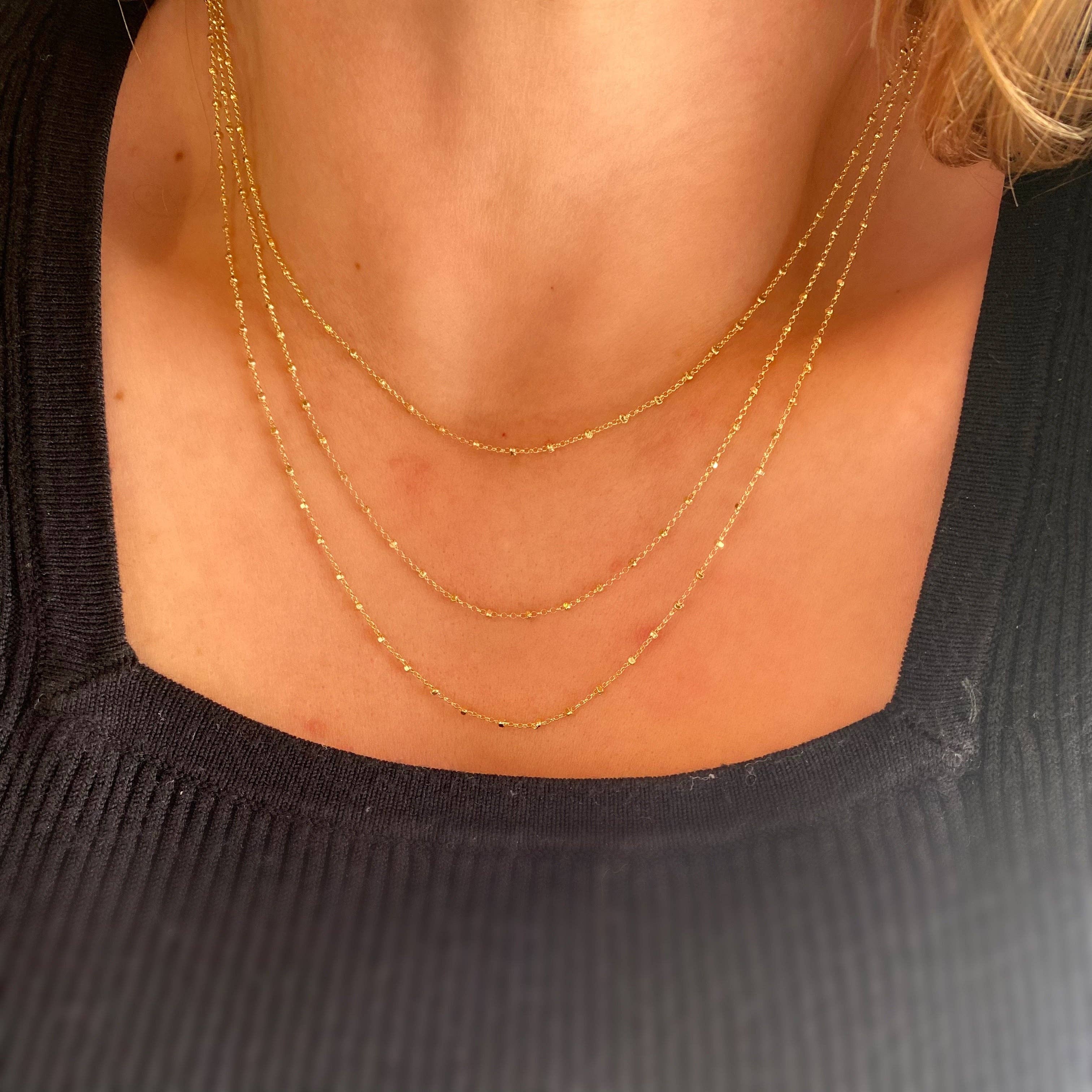 1mm Spaced Beaded Chain: 16 inches in 18k Gold Filled