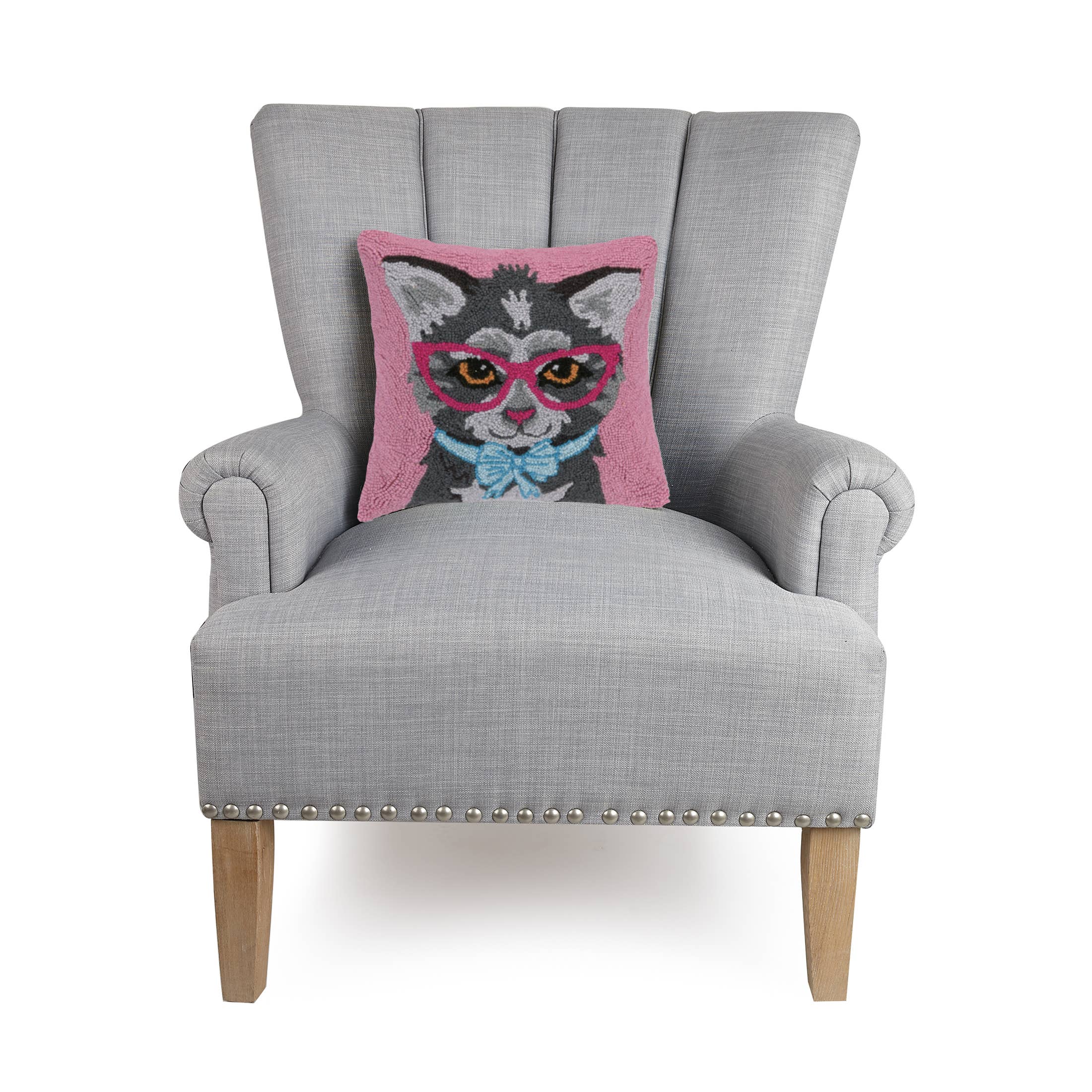 Cat w/Eye Glasses And Bow Hook Pillow by The Pillow Shop