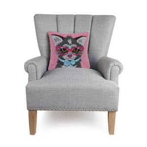 Cat w/Eye Glasses And Bow Hook Pillow by The Pillow Shop