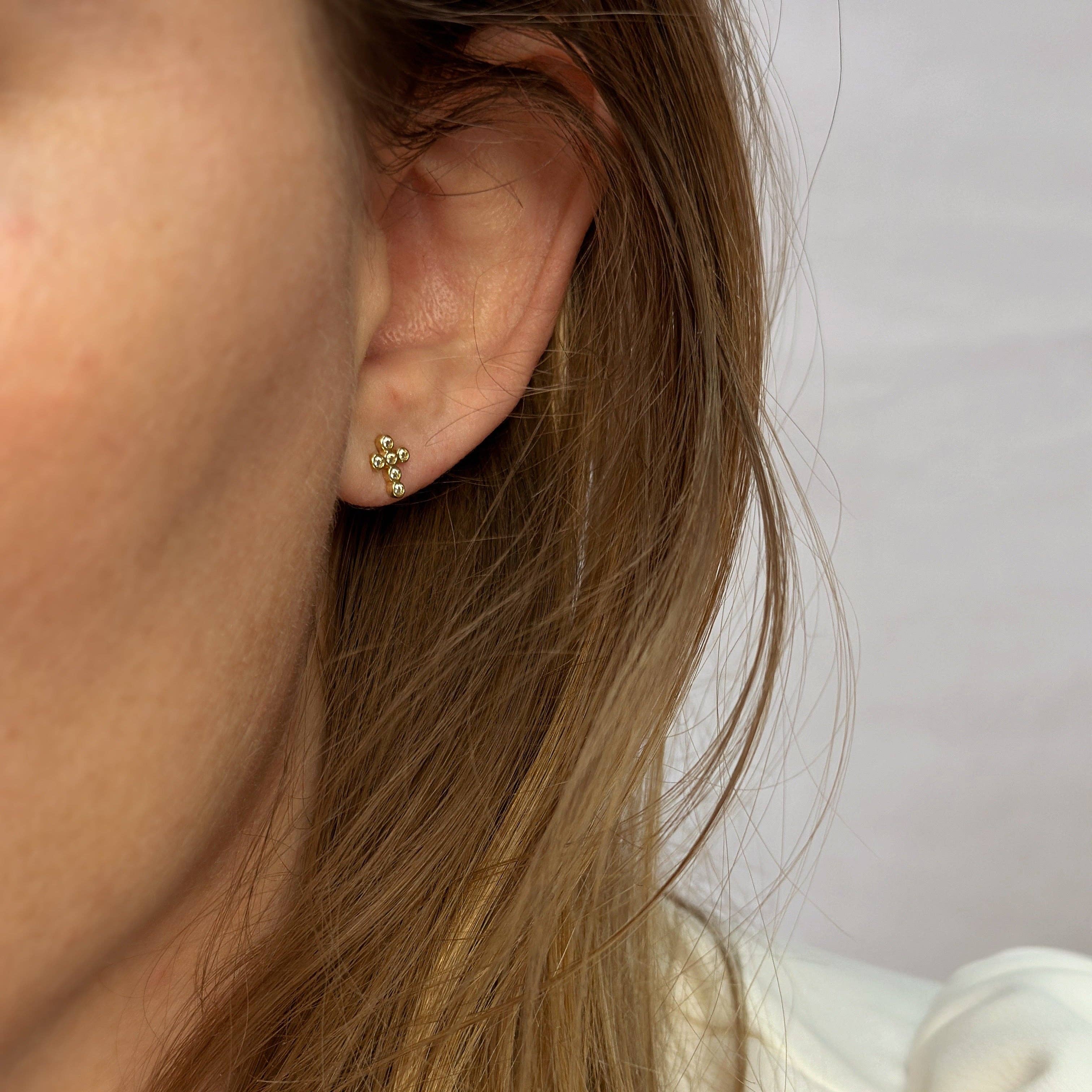 Close-up of an ear wearing a gold earring with a blurred background. 

Shop Rutledge Exchange for curated vintage and jewelry in Camden, SC.