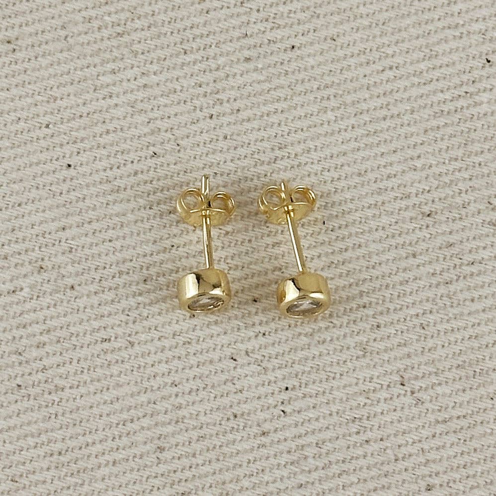 Mini CZ Round Stud Earrings in 18k Gold Filled