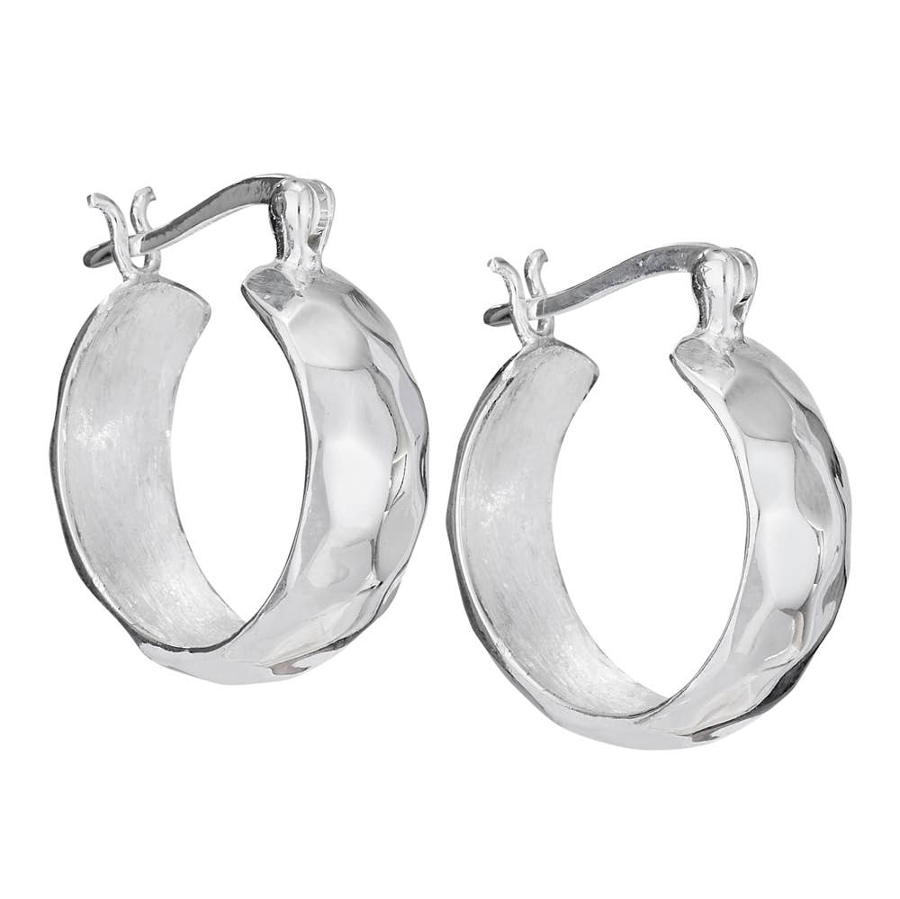 Hammered Hoop Earring in Sterling Silver by Tiger Mountain Jewelry