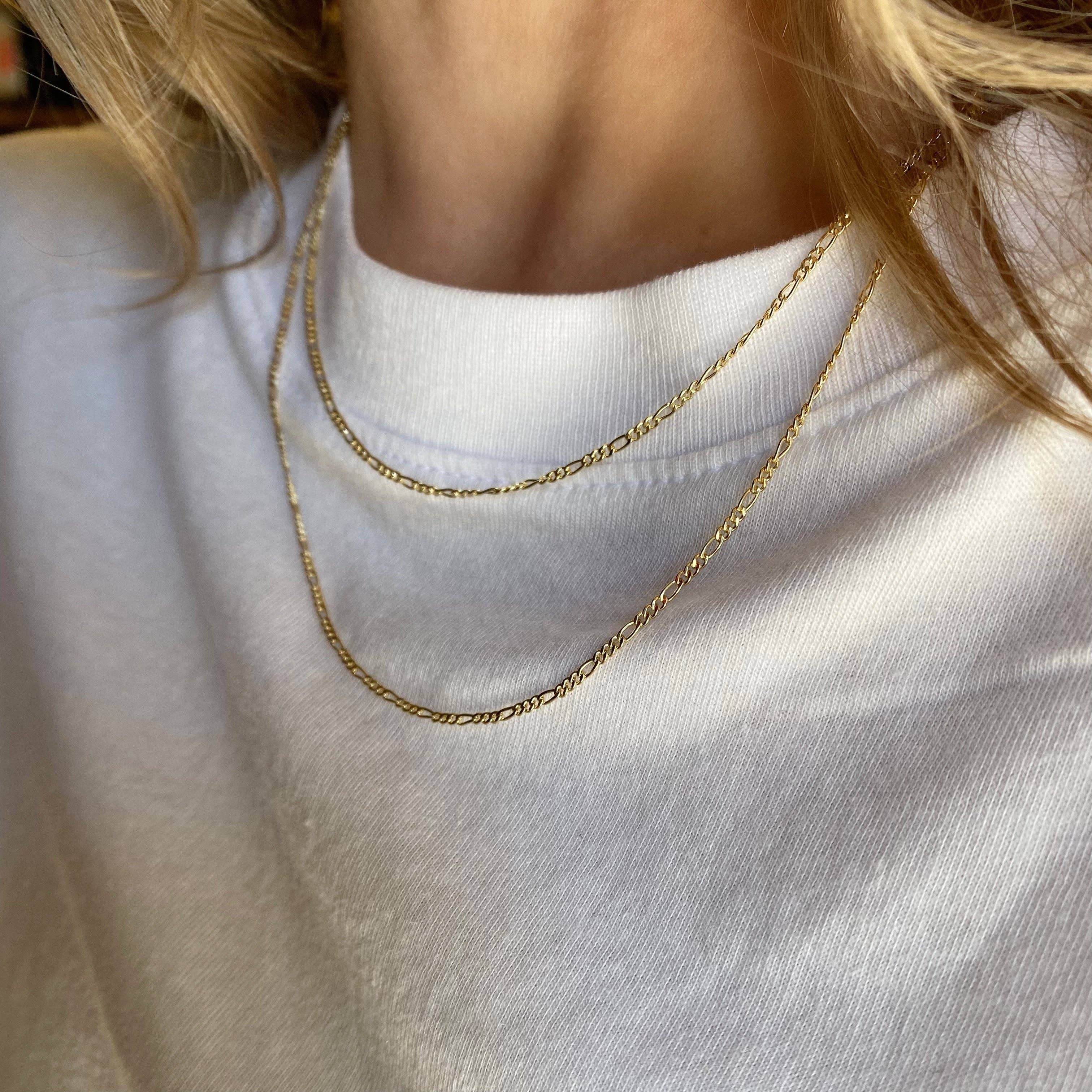 Thin Figaro Chain: 16 inches in 18k Gold Filled