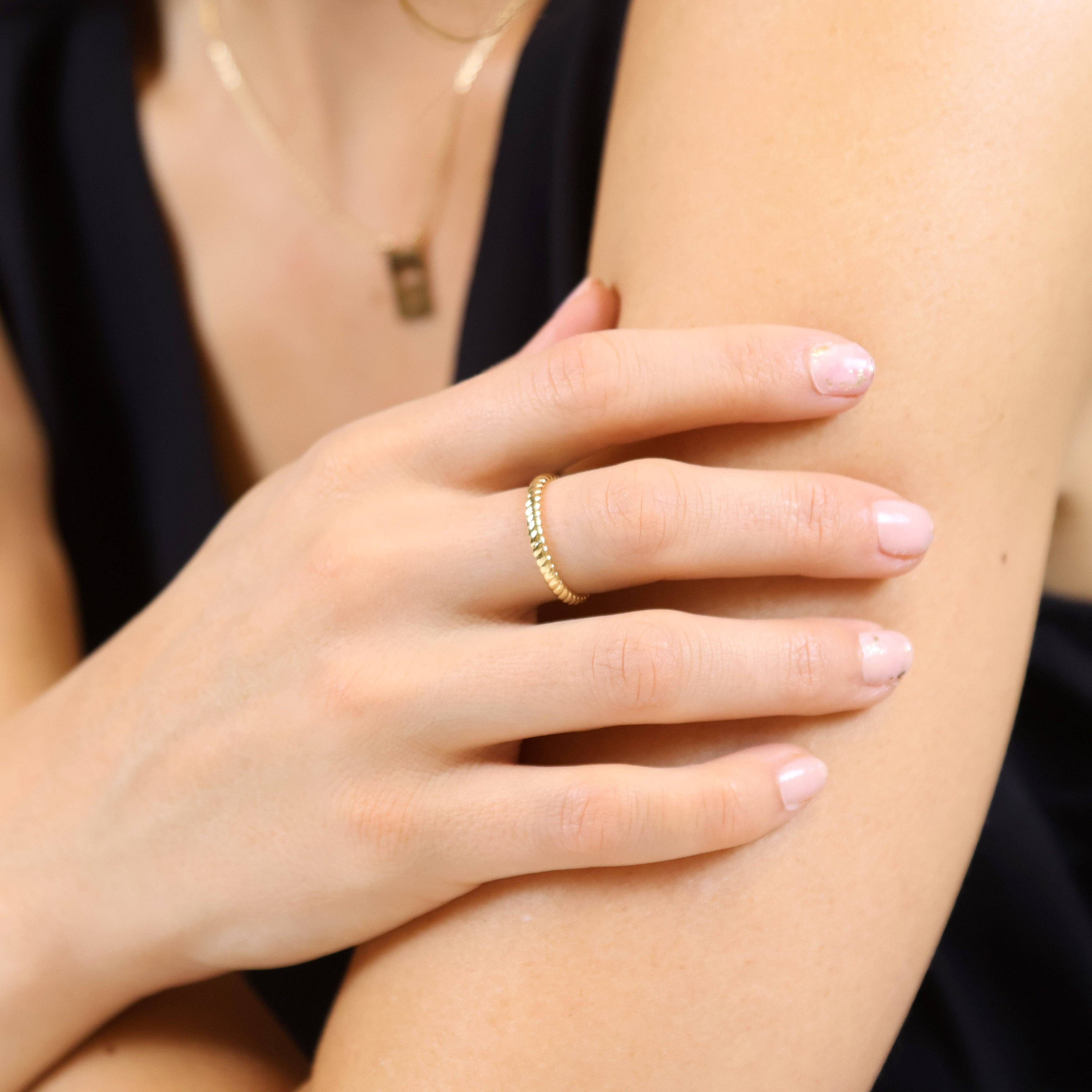 Twisted Design Band Ring: Size 8 in 18k Gold Filled