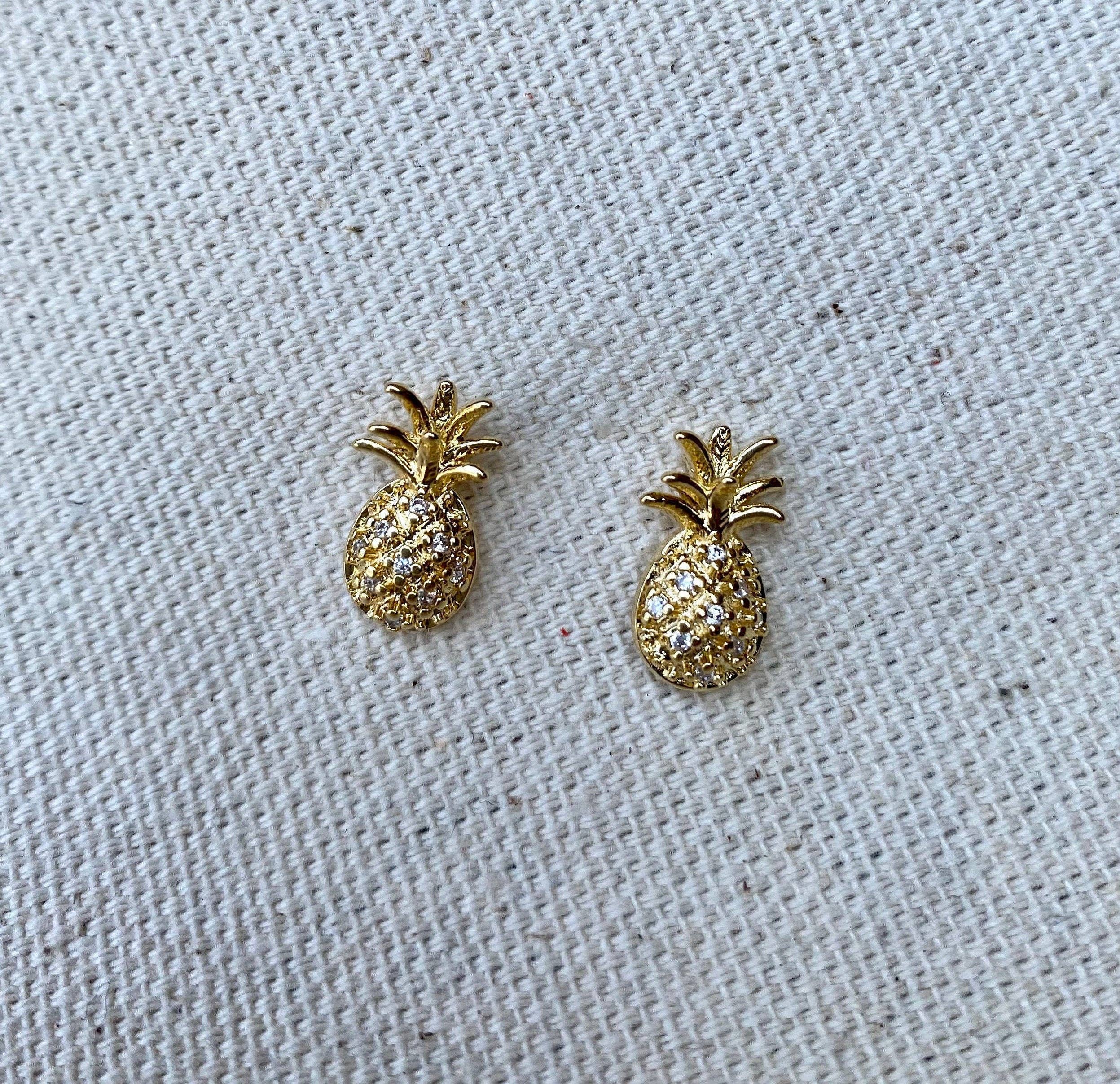 Pineapple Stud Earrings in 18k Gold Filled