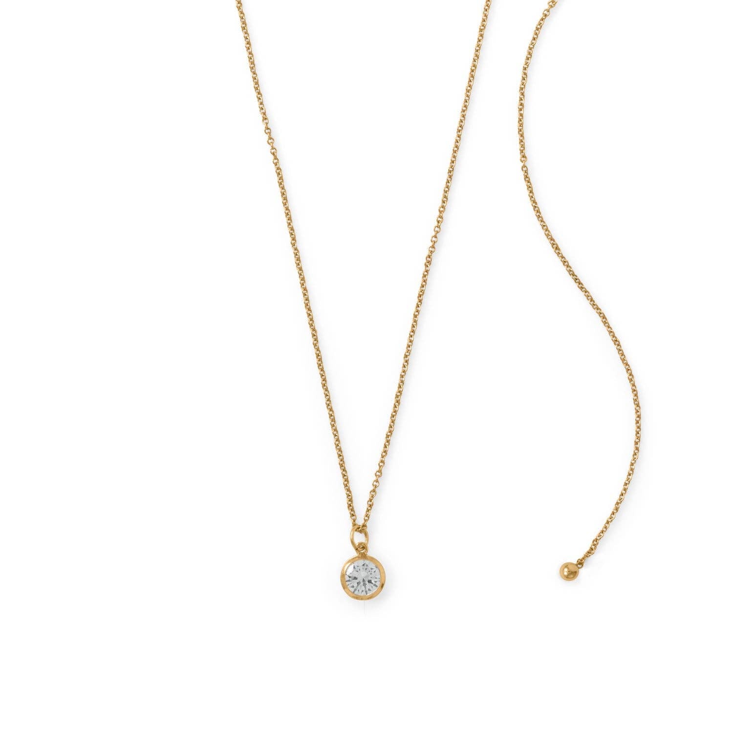 Adjustable 14/20 Gold-Filled CZ Drop Necklace - 34339