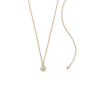 Adjustable 14/20 Gold-Filled CZ Drop Necklace - 34339