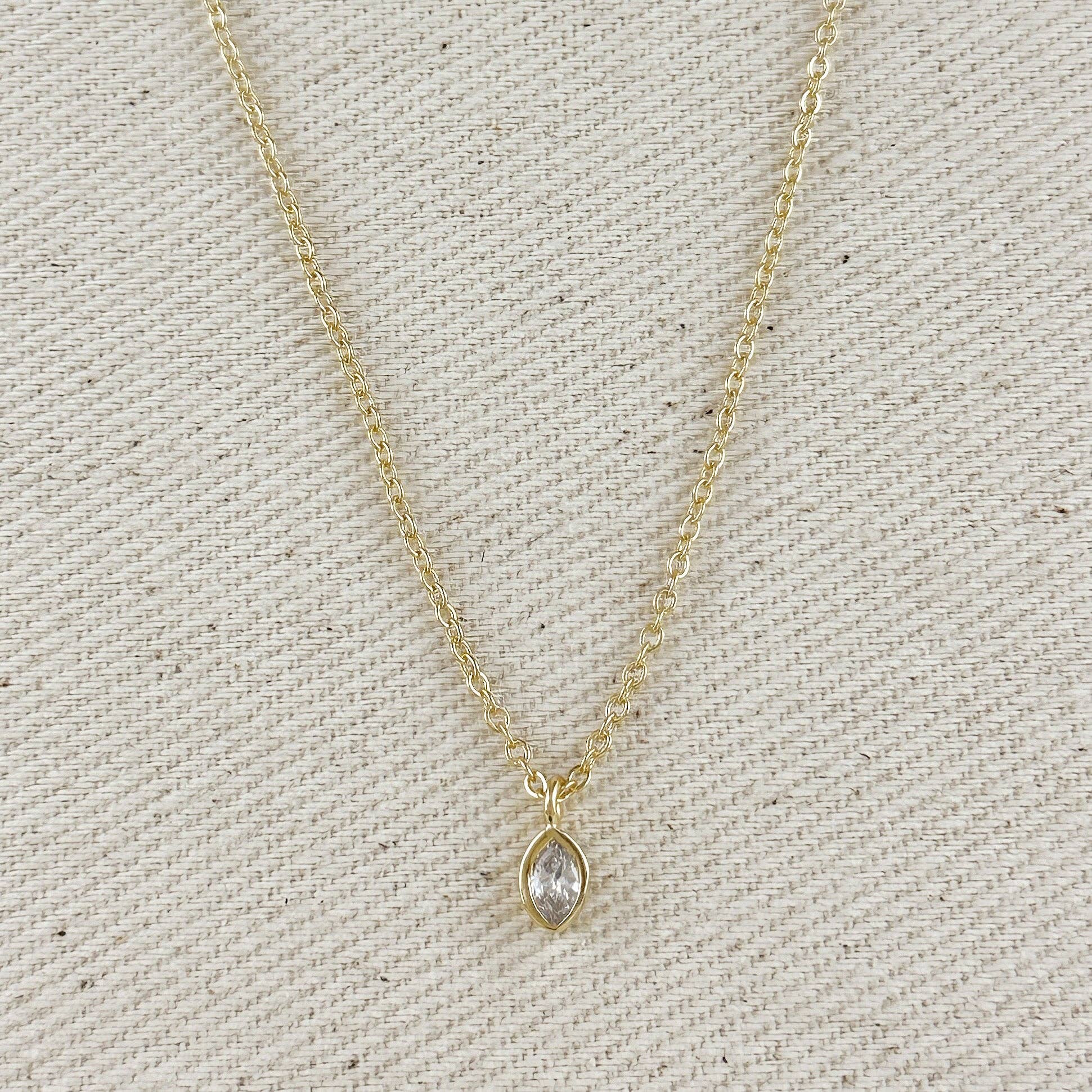 Ellipse Solitaire Necklace in 18k Gold Filled
