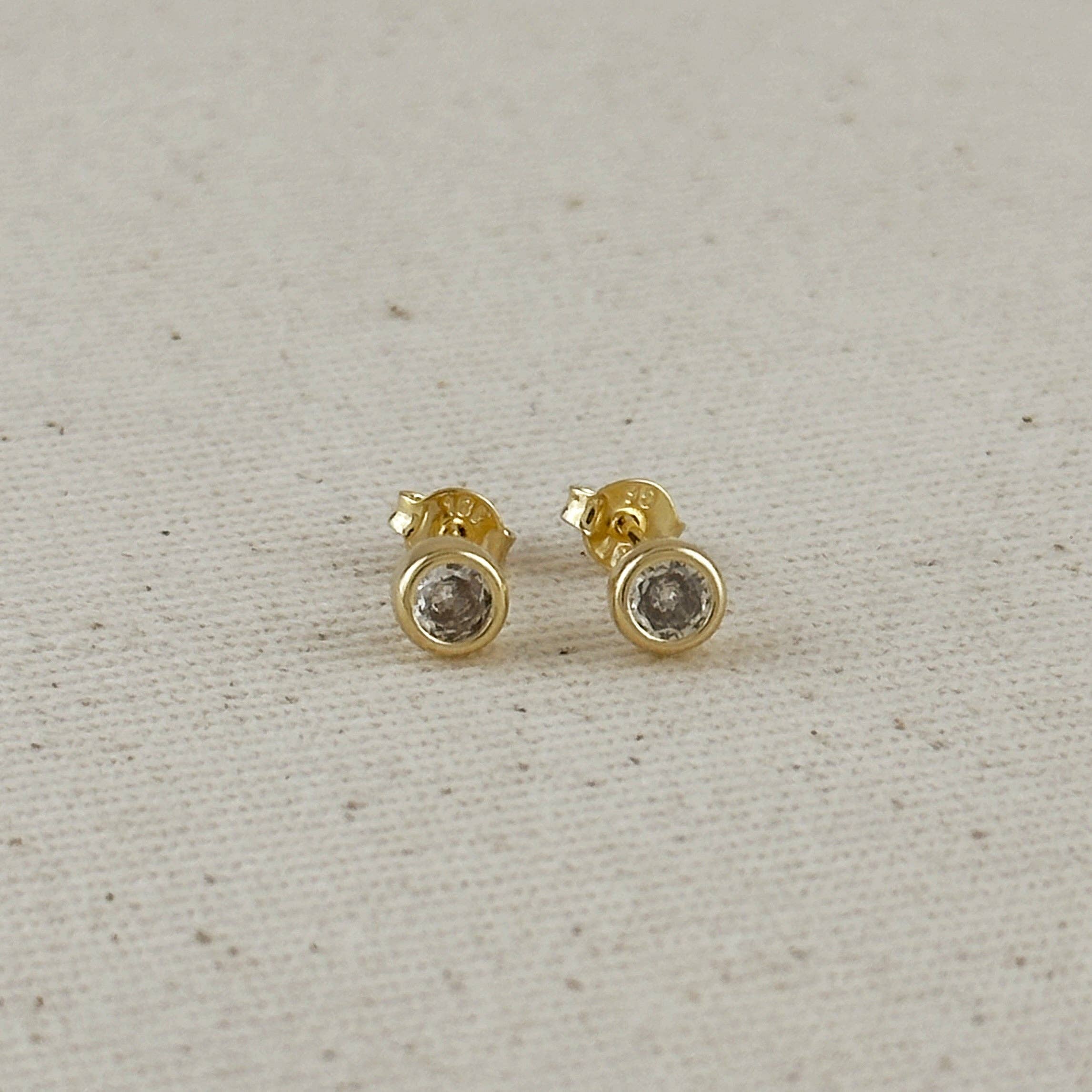 Mini CZ Round Stud Earrings in 18k Gold Filled