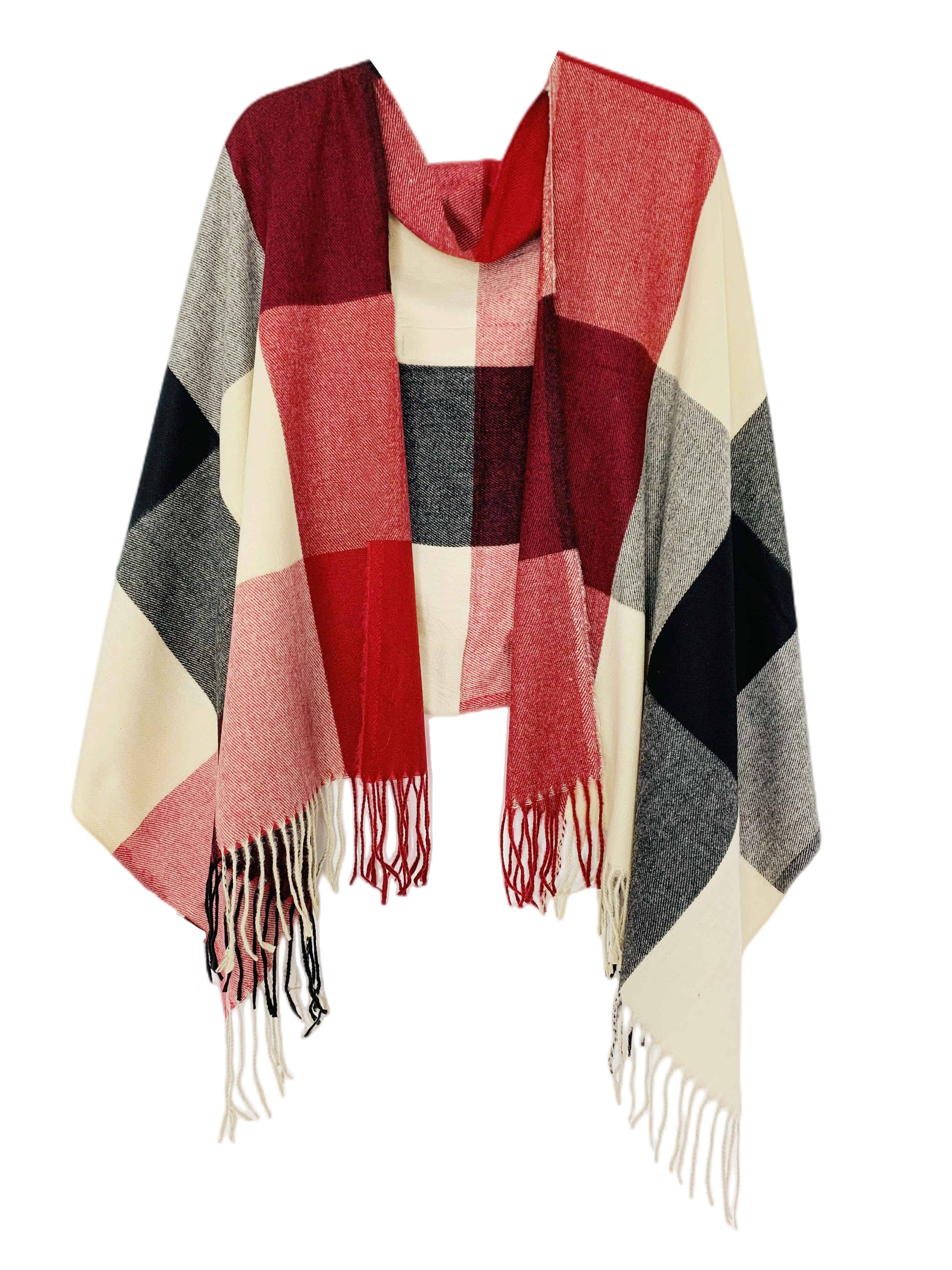 Softer Than Cashmere Color Block Blanket Wrap: Black-White