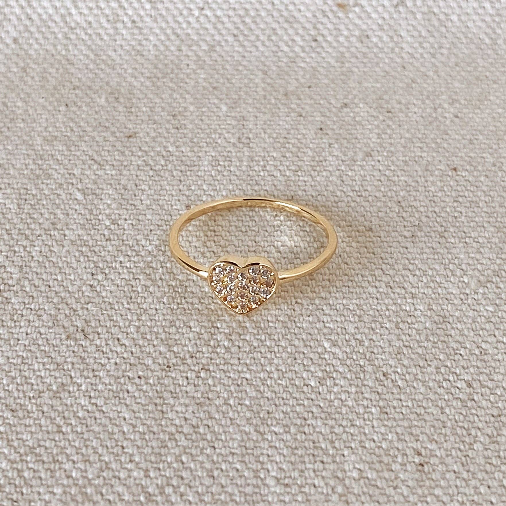 Dainty Cubic Zirconia Heart Ring: Size 6 in 18k Gold Filled