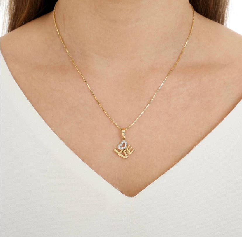 18K Gold Filled Love Letter Stack Necklace - 1010952-16