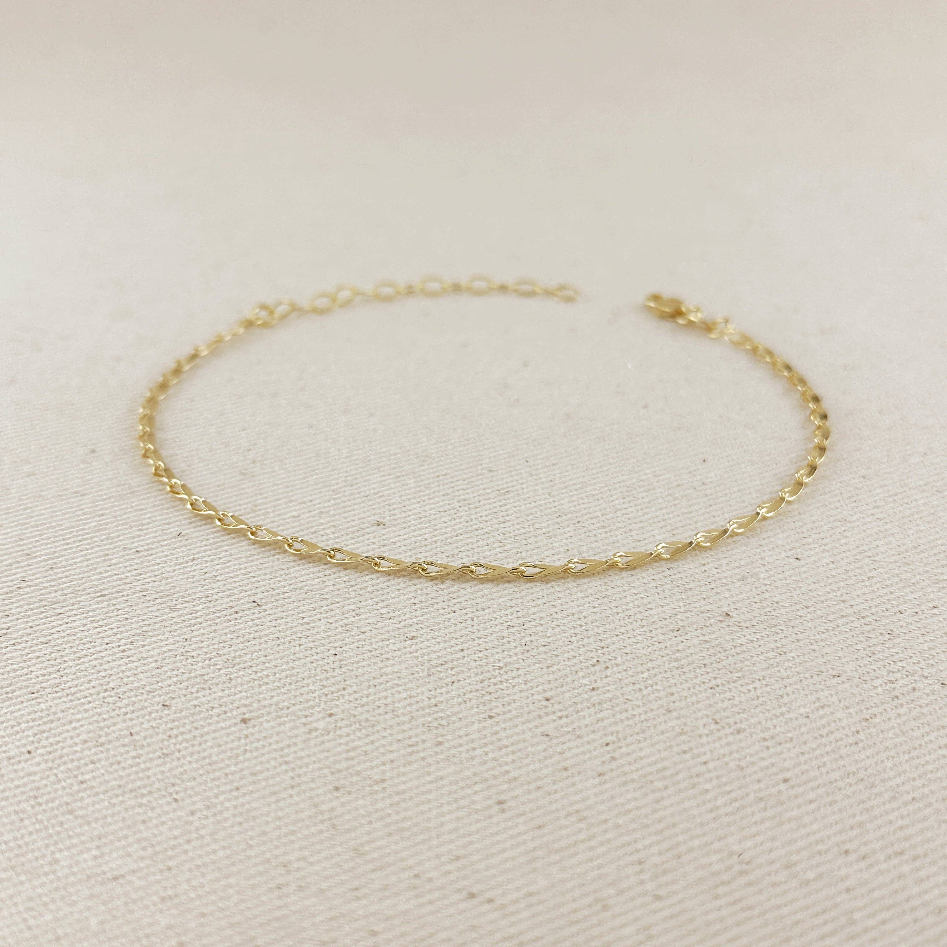 Detailed Chain Anklet in 18k Gold Filled