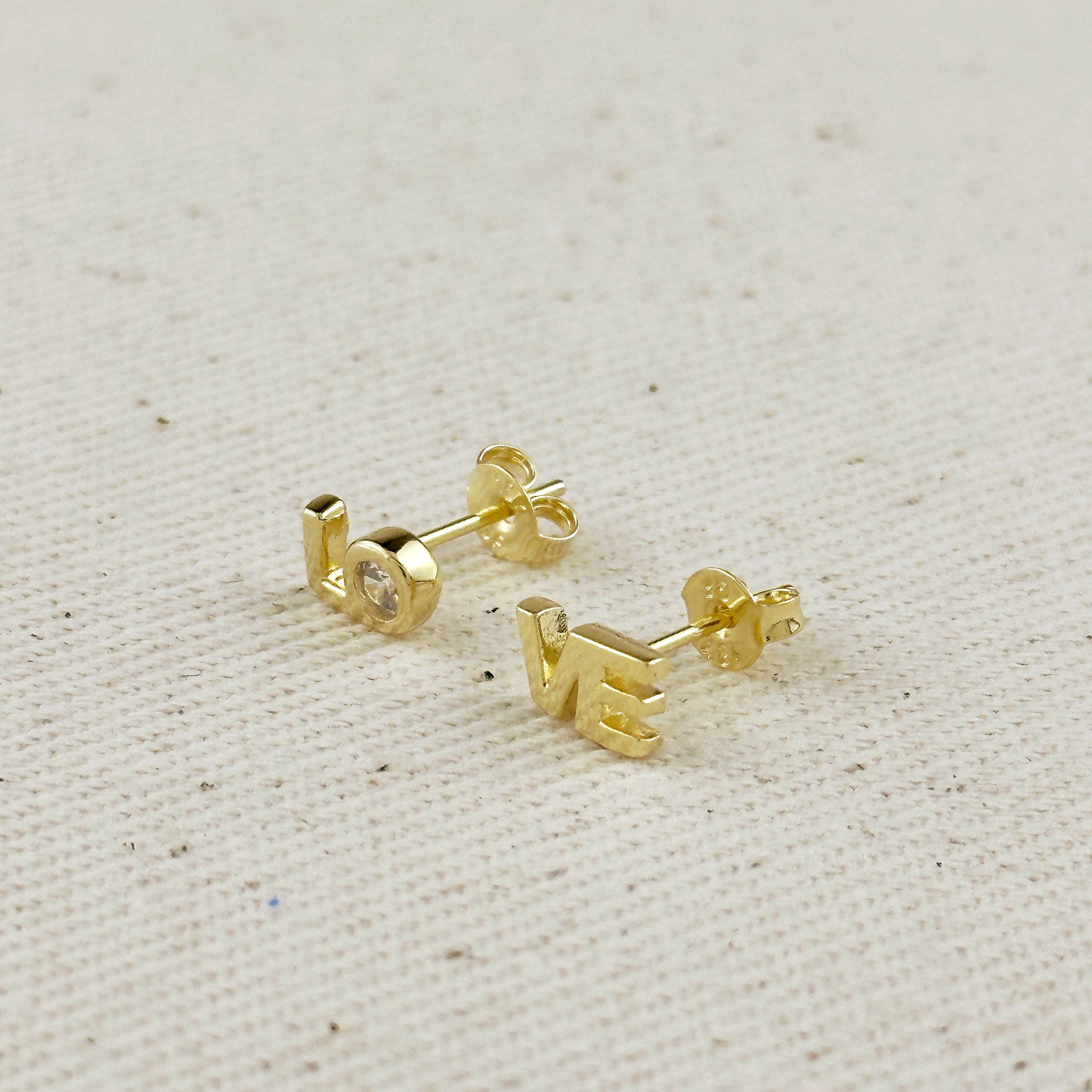 CZ LO-VE Stud in 18k Gold Filled