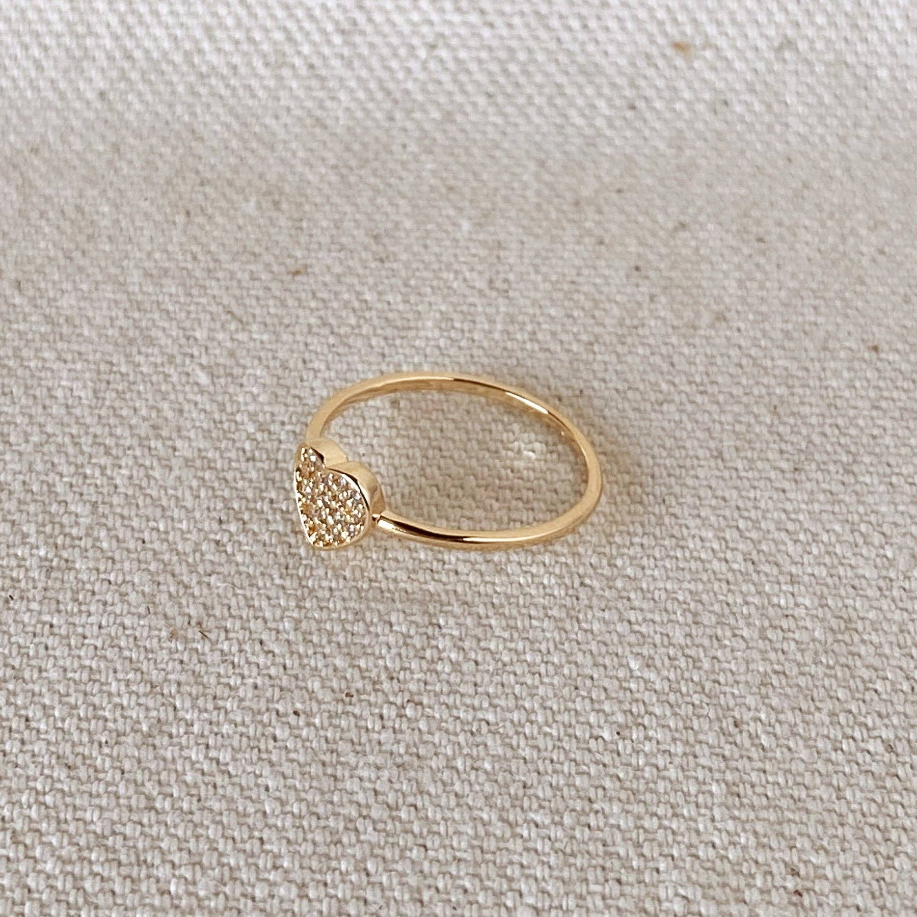 Dainty Cubic Zirconia Heart Ring: Size 6 in 18k Gold Filled