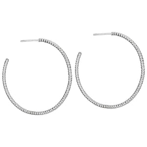 Silver hoop earrings on a white background. Buenos Aires Sterling Silver Hoop Earrings in Sterling Silver by Tiger Mountain Jewelry