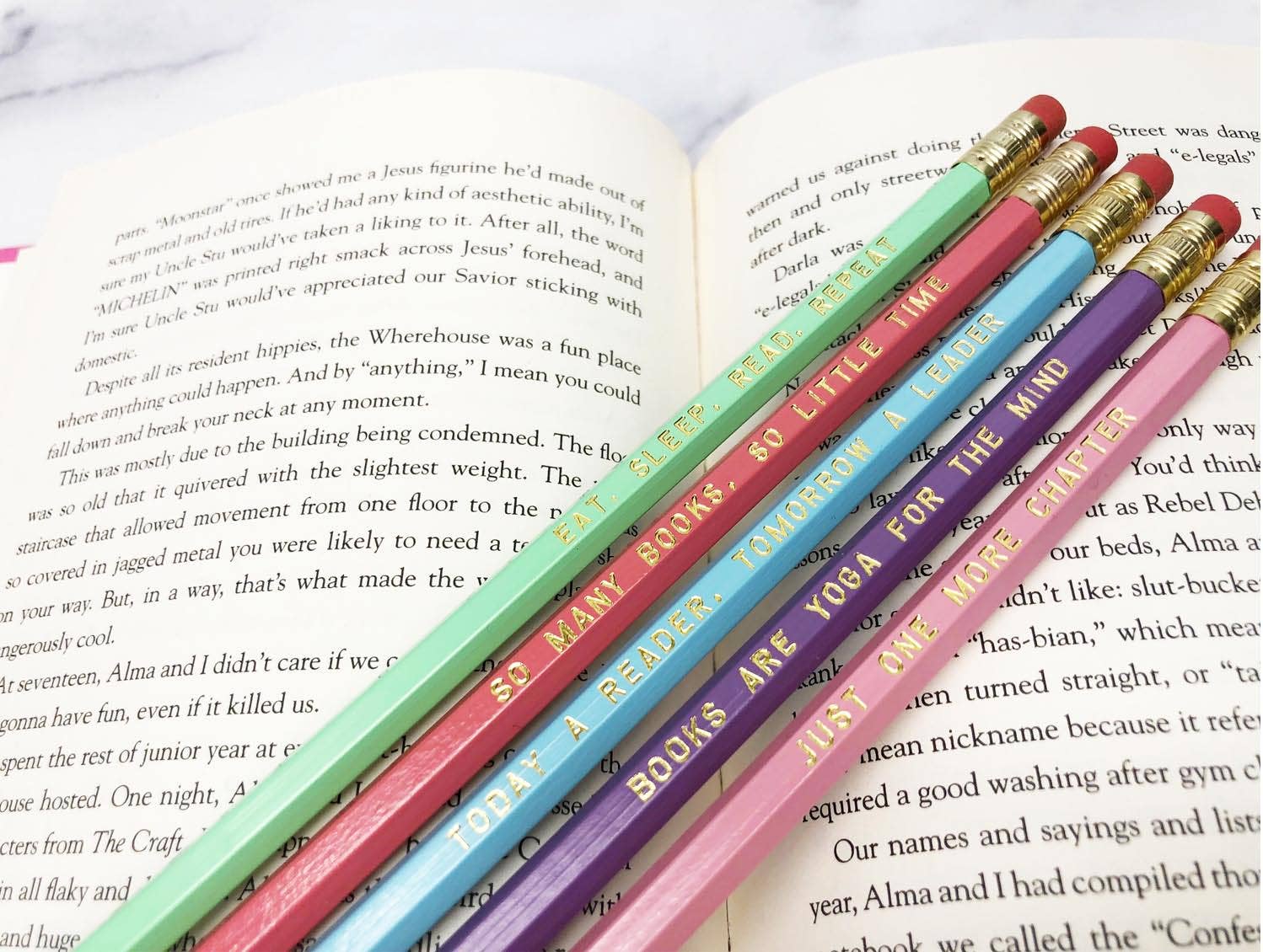 Funny Vintage Pencil Set for Book Lover or Book Worm. This writing set would make a good birthday gift for Grammar Nut. Book Club Birthday Idea. Proper Grammar. English Language Gift.