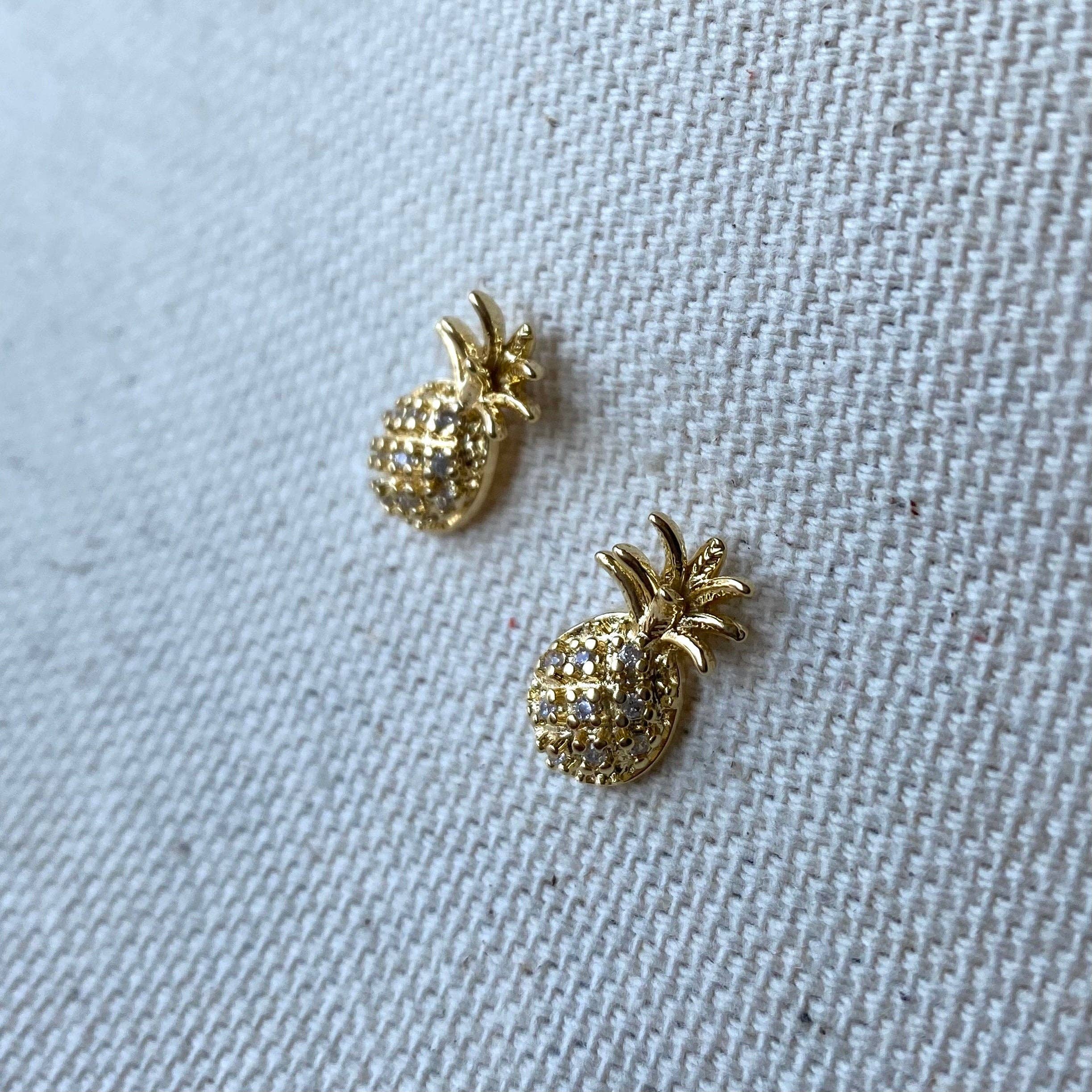 Pineapple Stud Earrings in 18k Gold Filled
