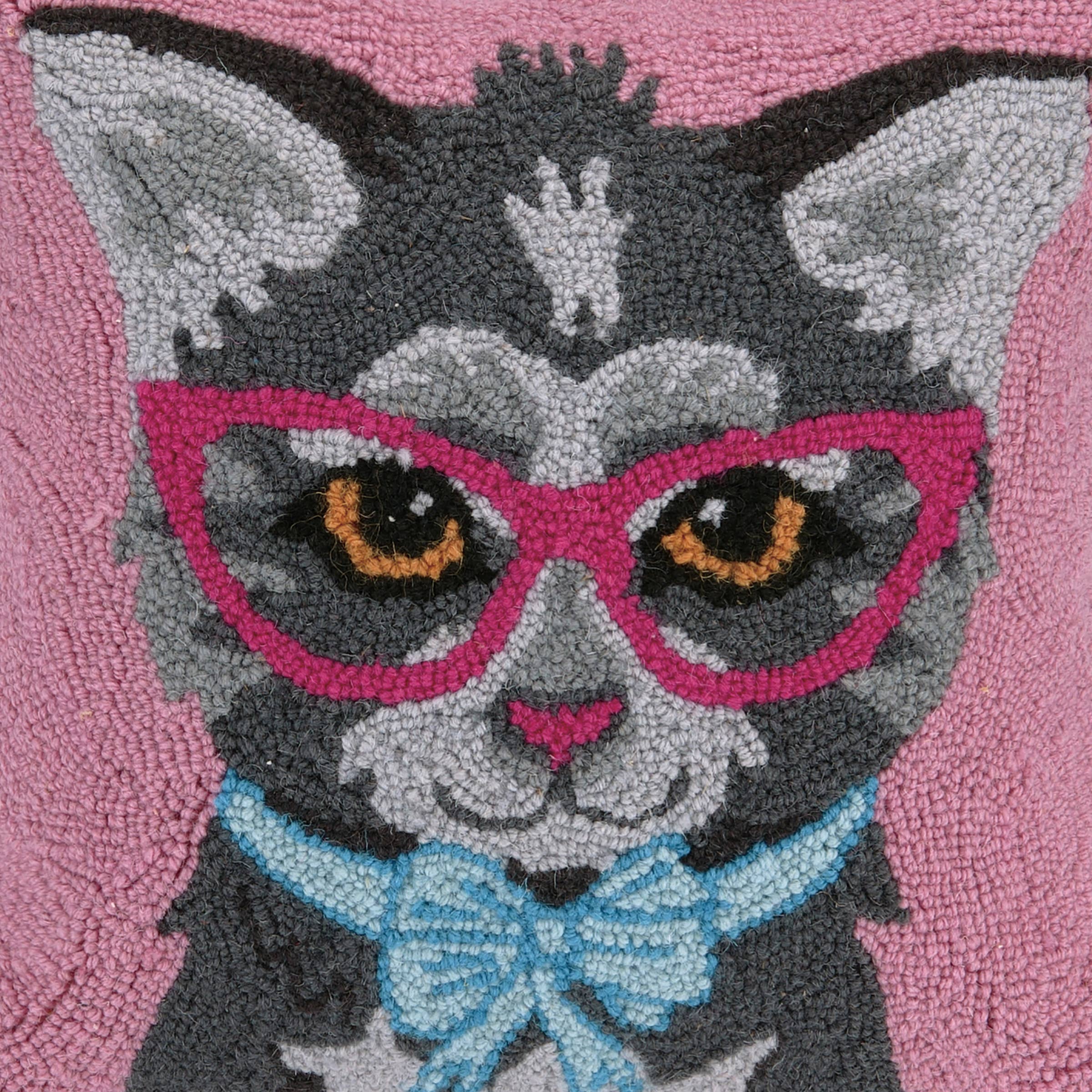 Cat w/Eye Glasses And Bow Hook Pillow by The Pillow Shop