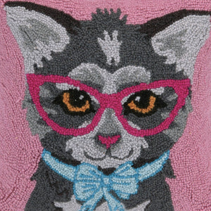Cat w/Eye Glasses And Bow Hook Pillow by The Pillow Shop