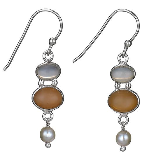 Peachy Keen Sterling Silver Peach Moonstone Earrings - E3410