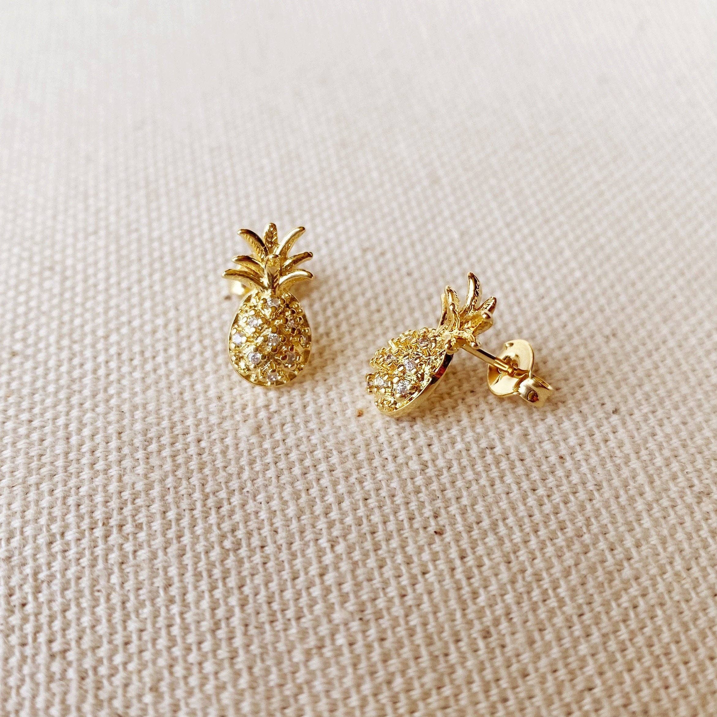 Pineapple Stud Earrings in 18k Gold Filled