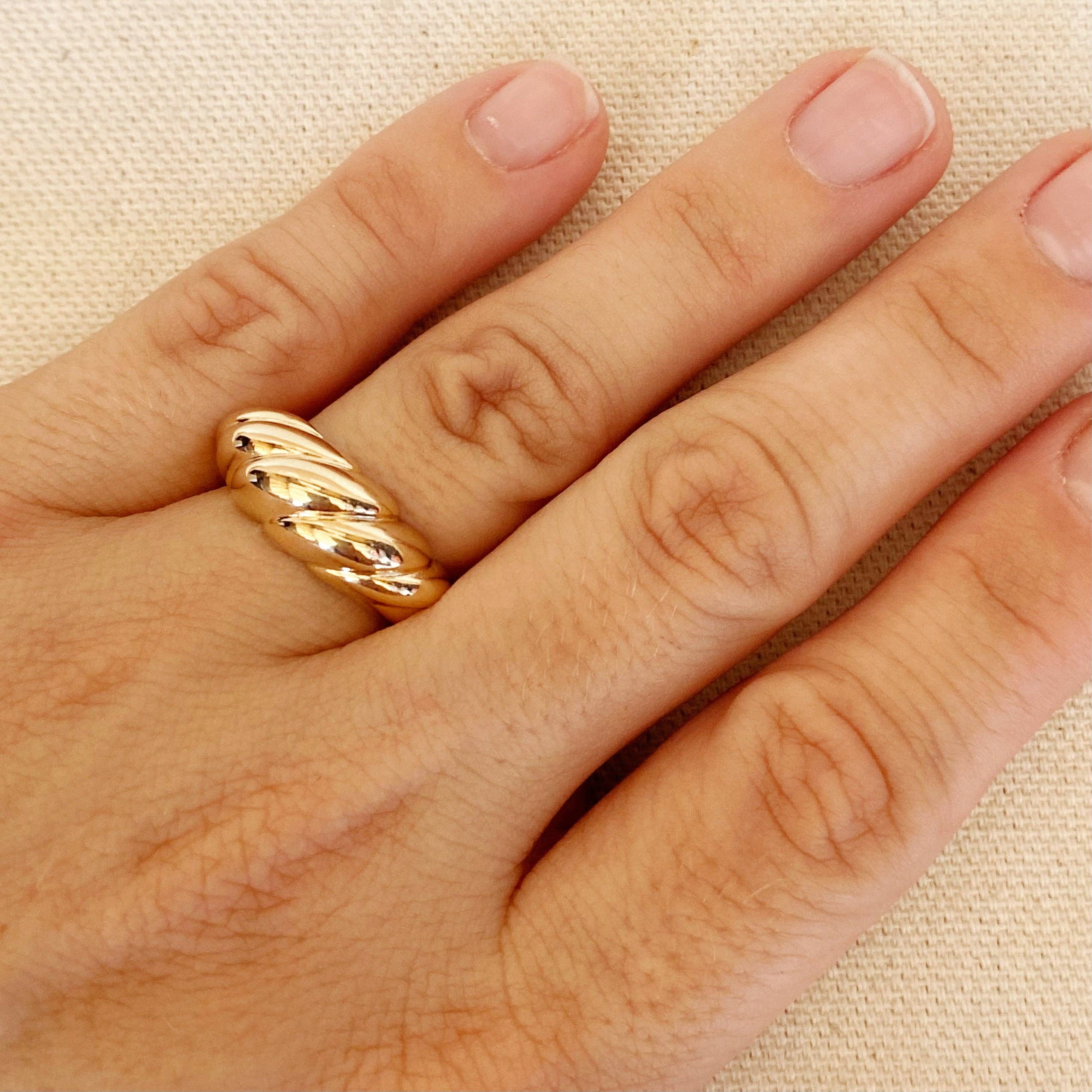 18k Gold Filled Dome Croissant Ring: 8