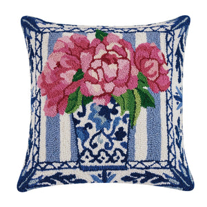 Pretty Petals Hook Decorative Throw Pillow - Blue & White