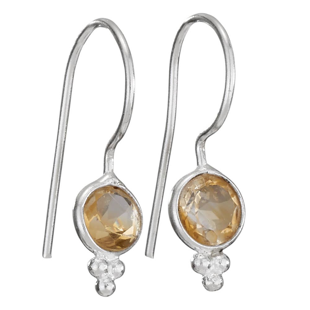 Simple Citrine Sterling Silver Earrings - E4249