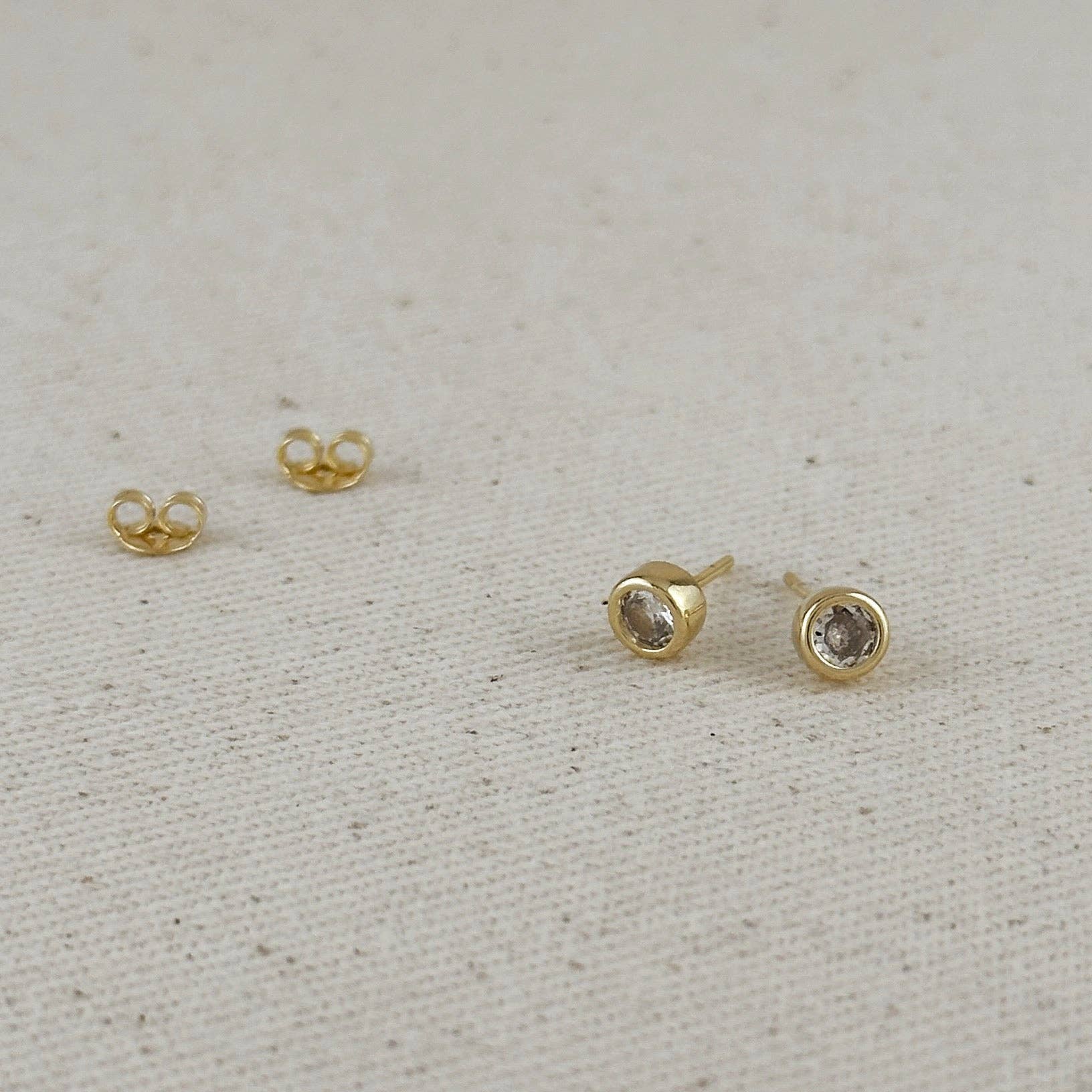 Mini CZ Round Stud Earrings in 18k Gold Filled