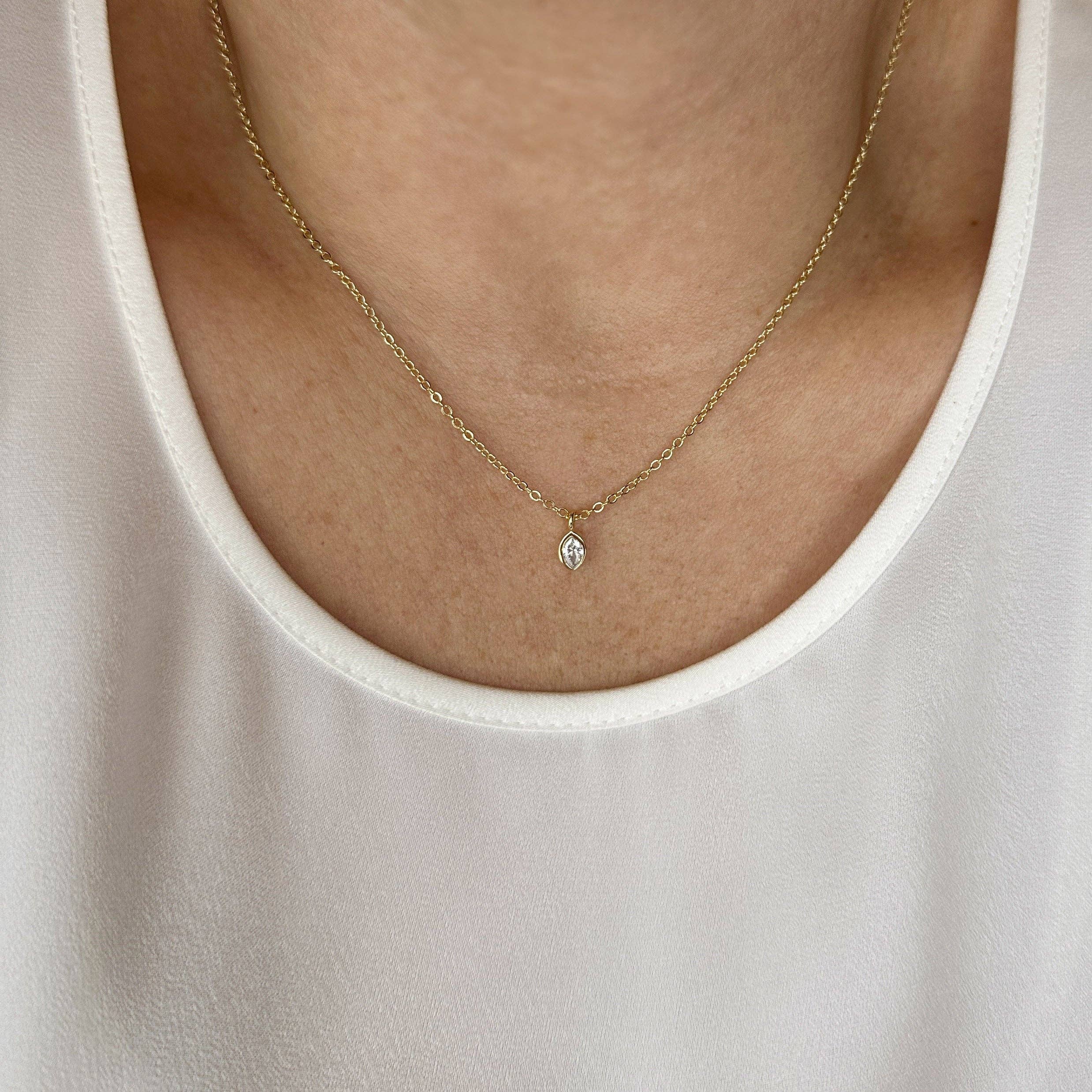 Ellipse Solitaire Necklace in 18k Gold Filled