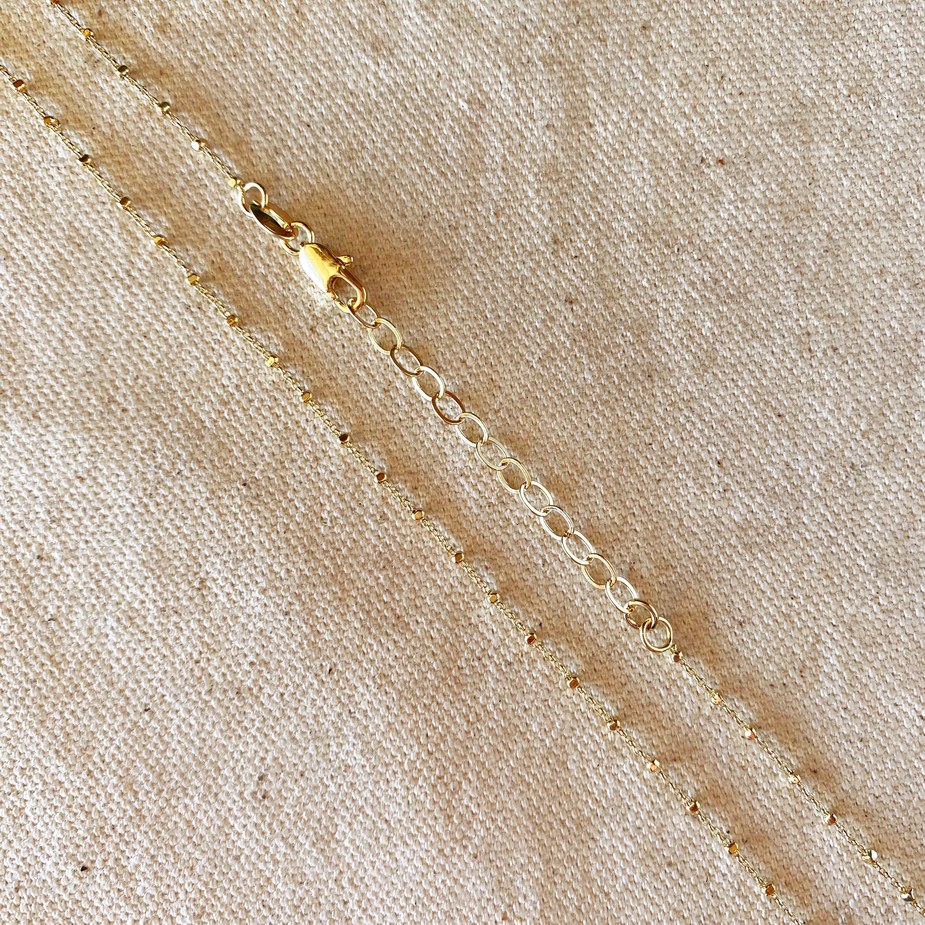 1mm Spaced Beaded Chain: 16 inches in 18k Gold Filled