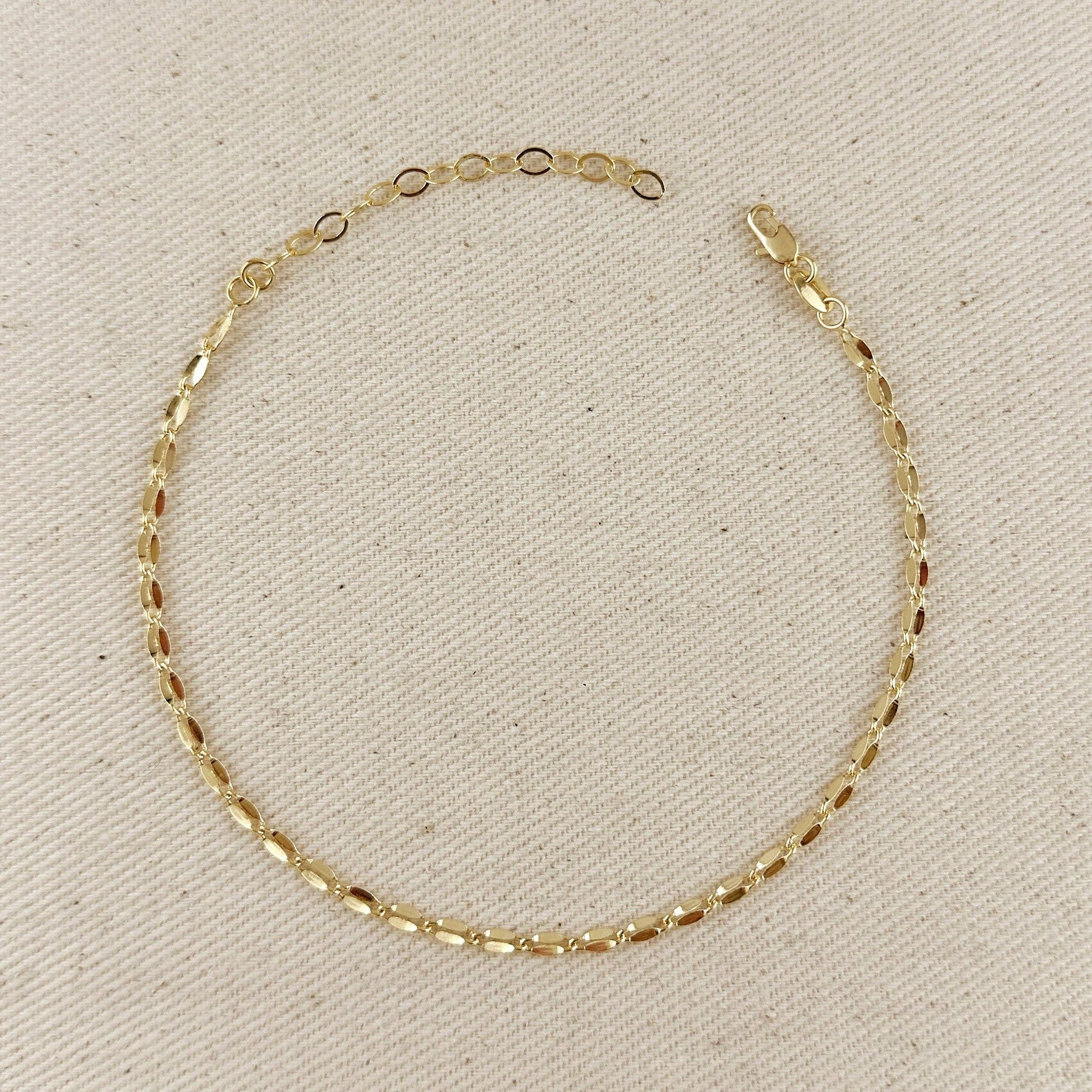Detailed Chain Anklet in 18k Gold Filled