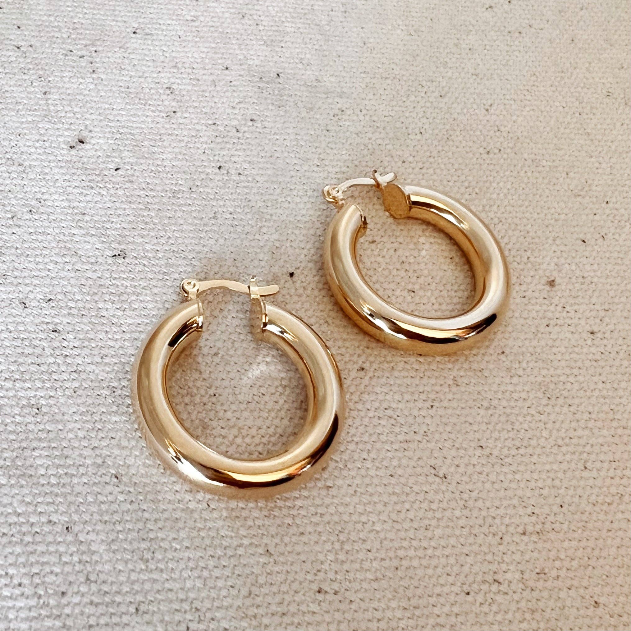 18k Gold Filled Classic 25mm Tube Hoop Earrings - 1010889