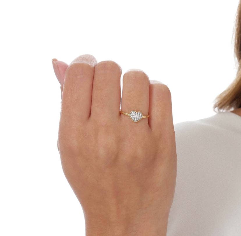 Dainty Cubic Zirconia Heart Ring: Size 6 in 18k Gold Filled