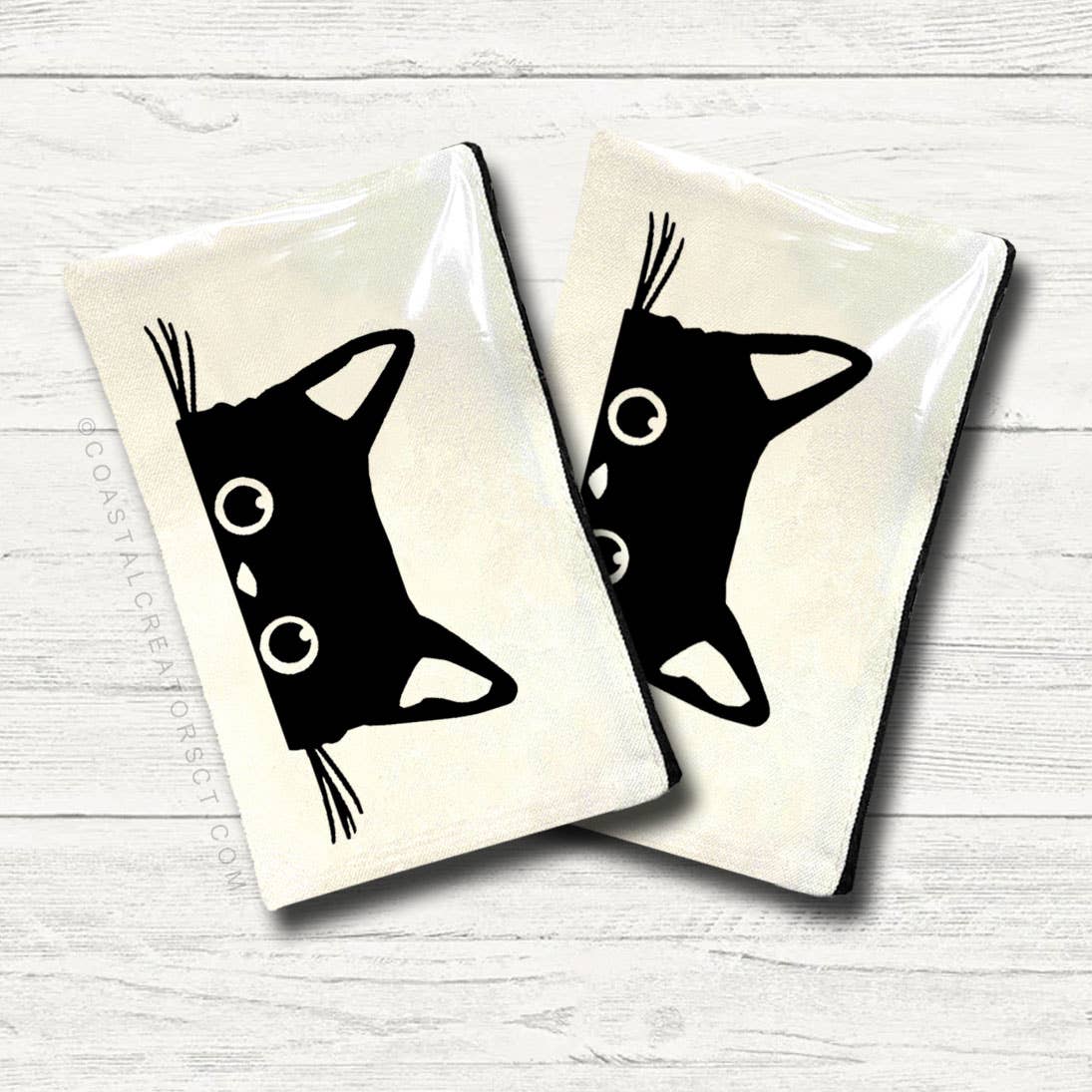 Cat Peeking Canvas Multi-Purpose Zipper Bag