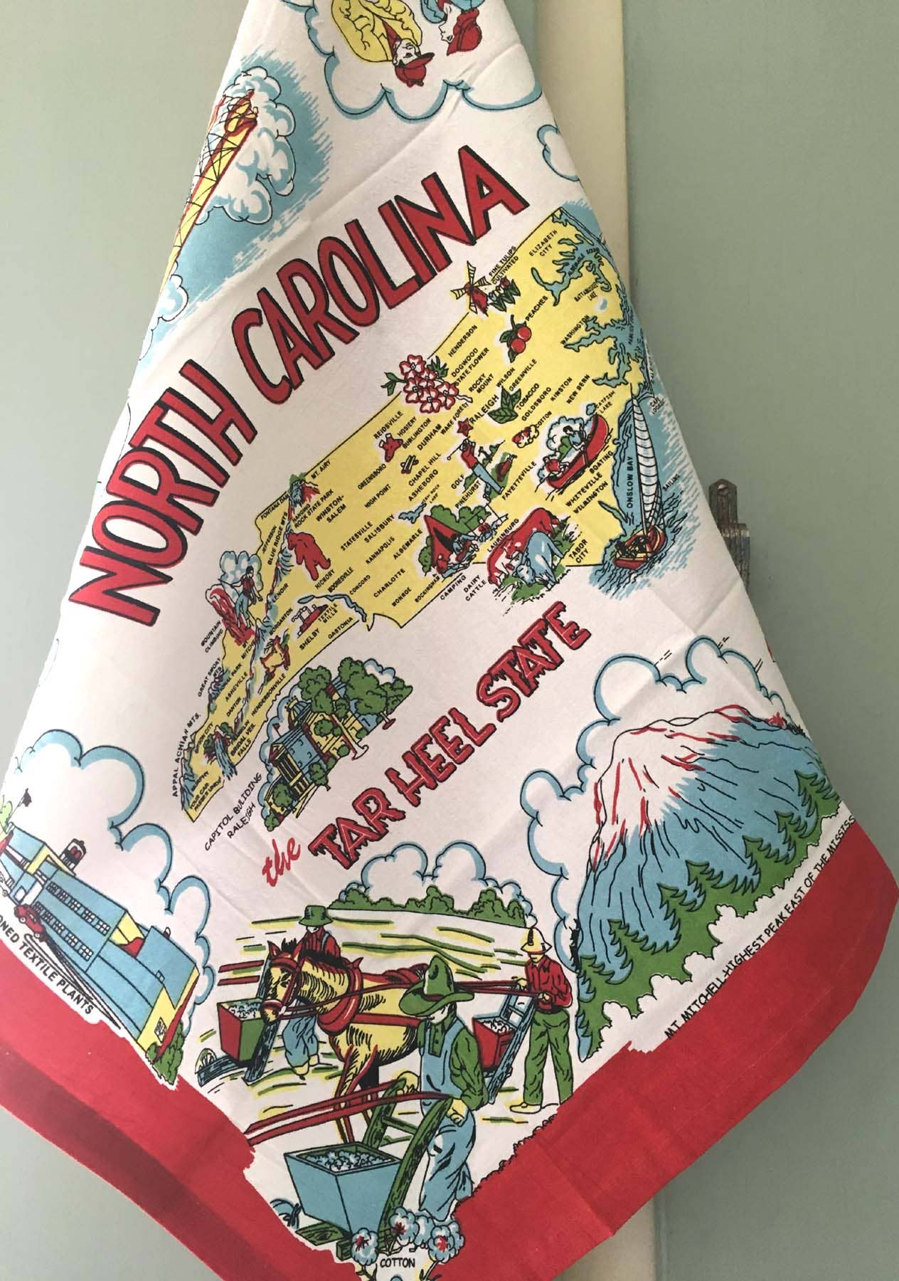 North Carolina Retro Tea Towel