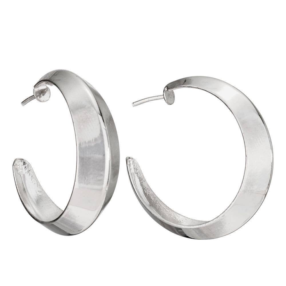 Tel Aviv Sterling Silver Hoop Earrings: Sterling Silver / Modern