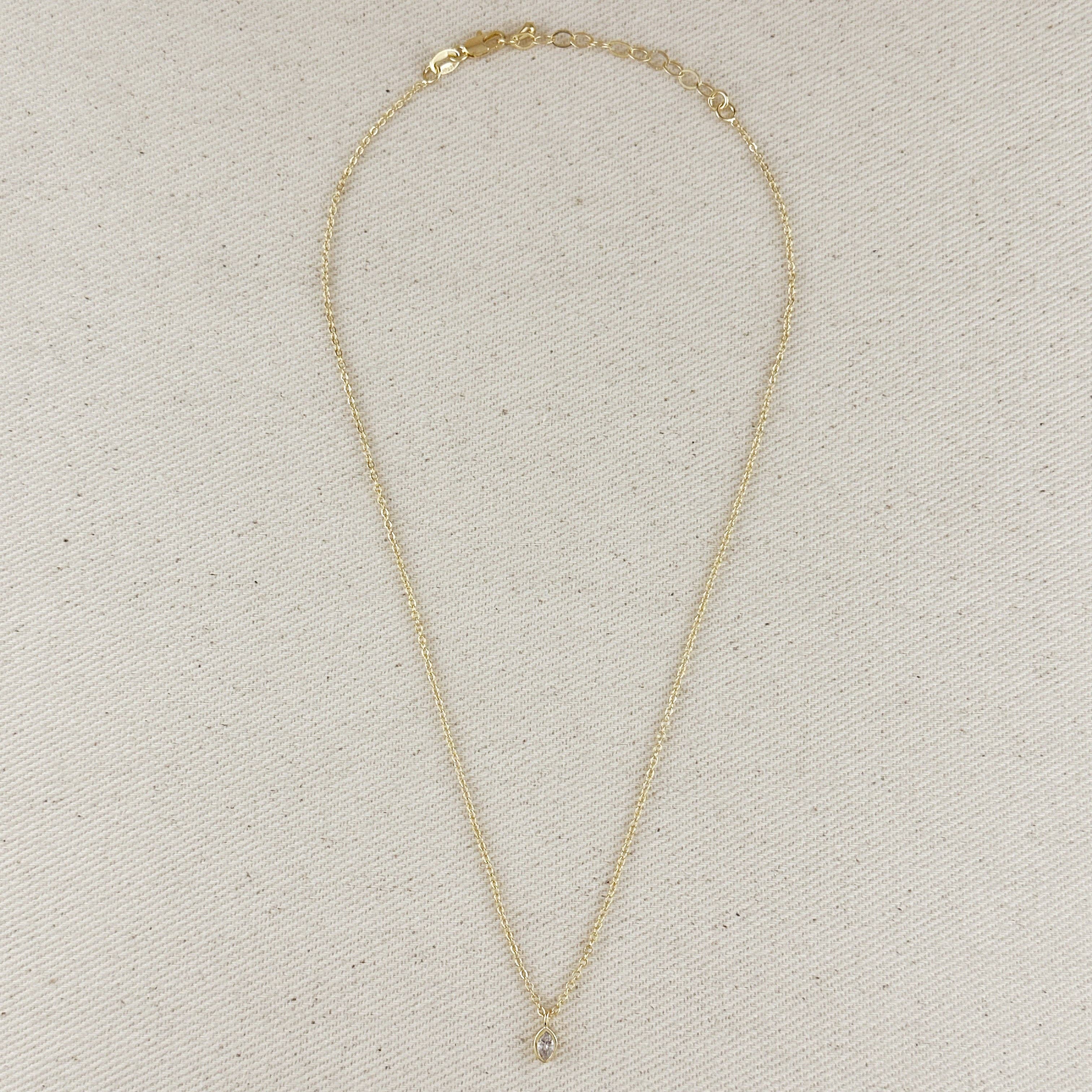 Ellipse Solitaire Necklace in 18k Gold Filled
