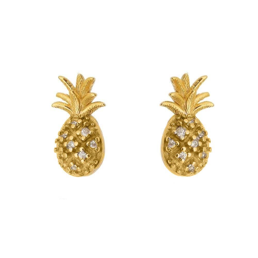 Pineapple Stud Earrings in 18k Gold Filled