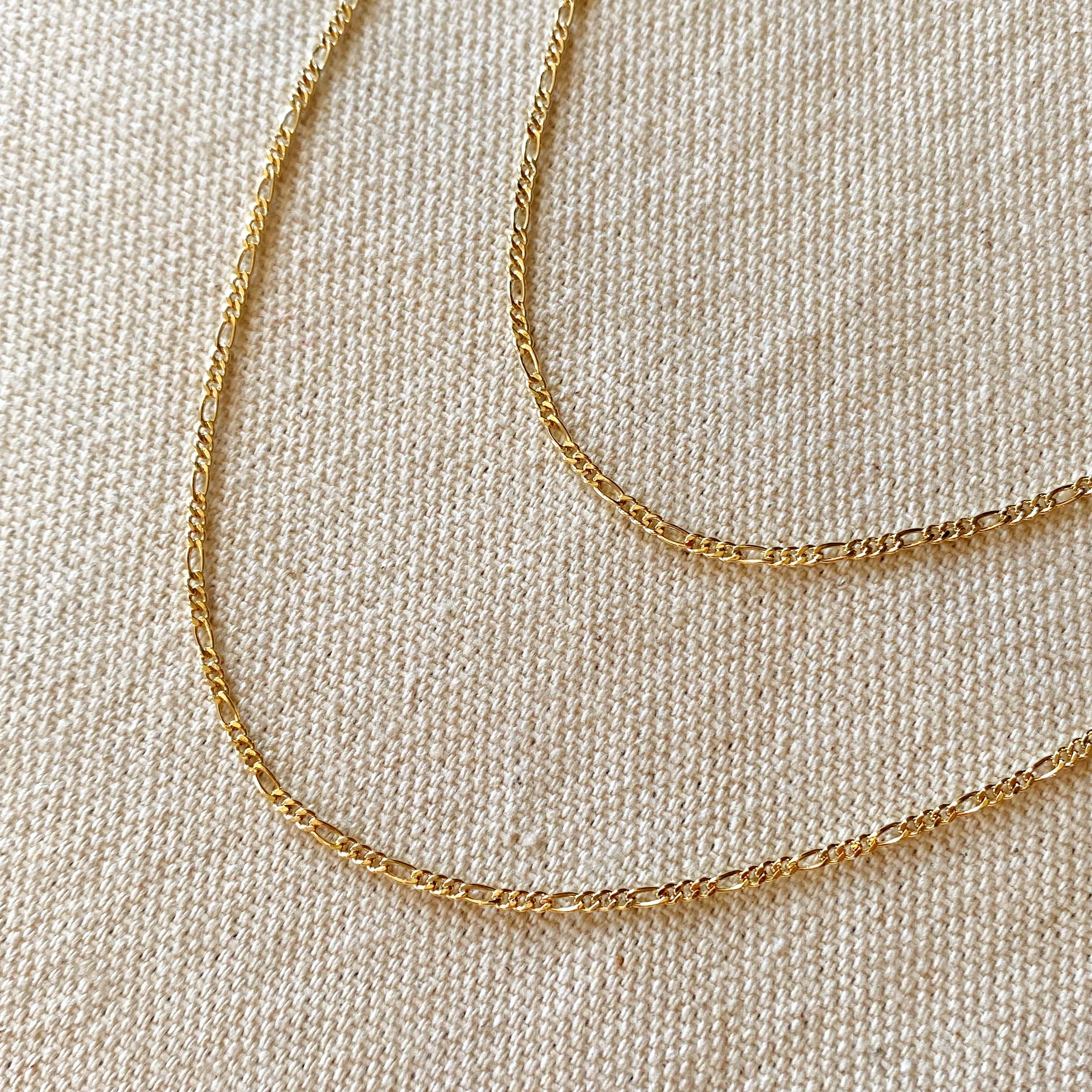Thin Figaro Chain: 16 inches in 18k Gold Filled